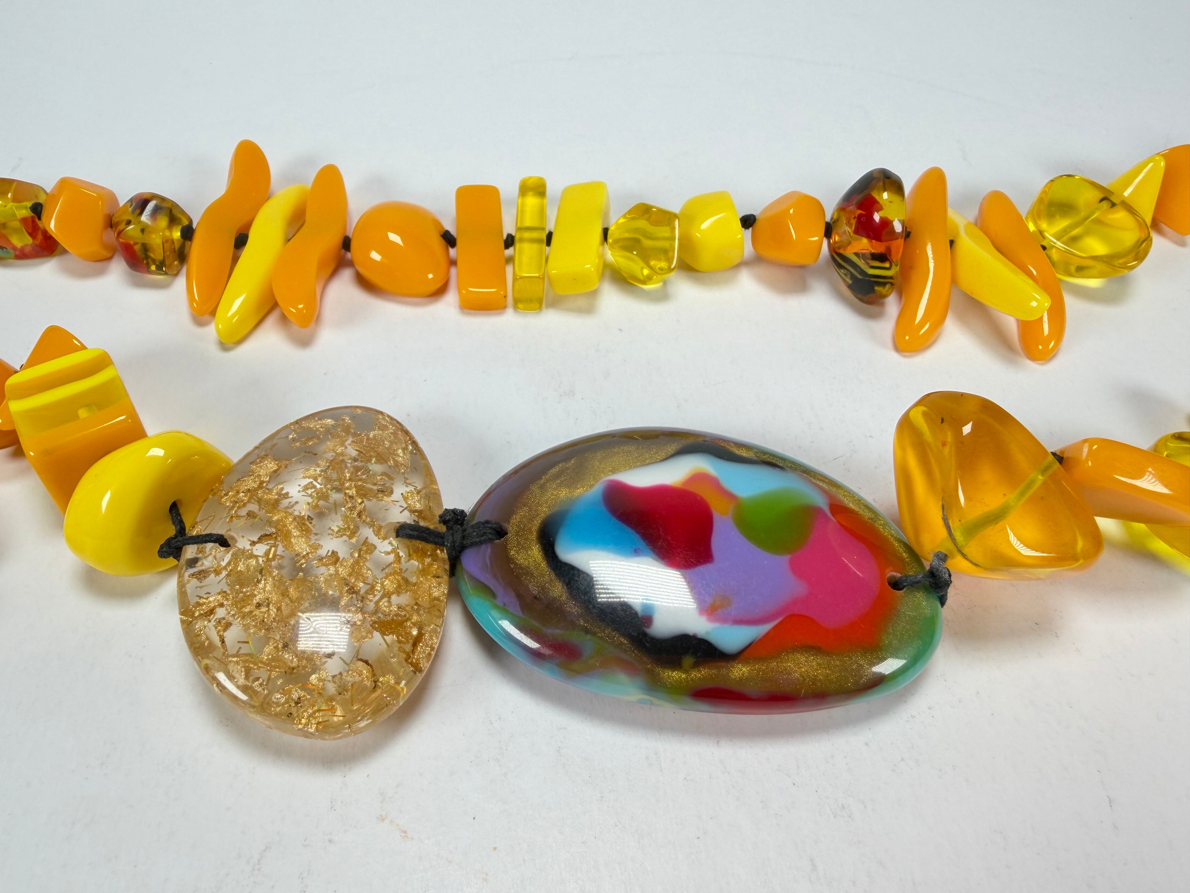 Jackie Brazil "Fusion" Yellow Mix Long 110cm Bead Necklace ( N0040 )