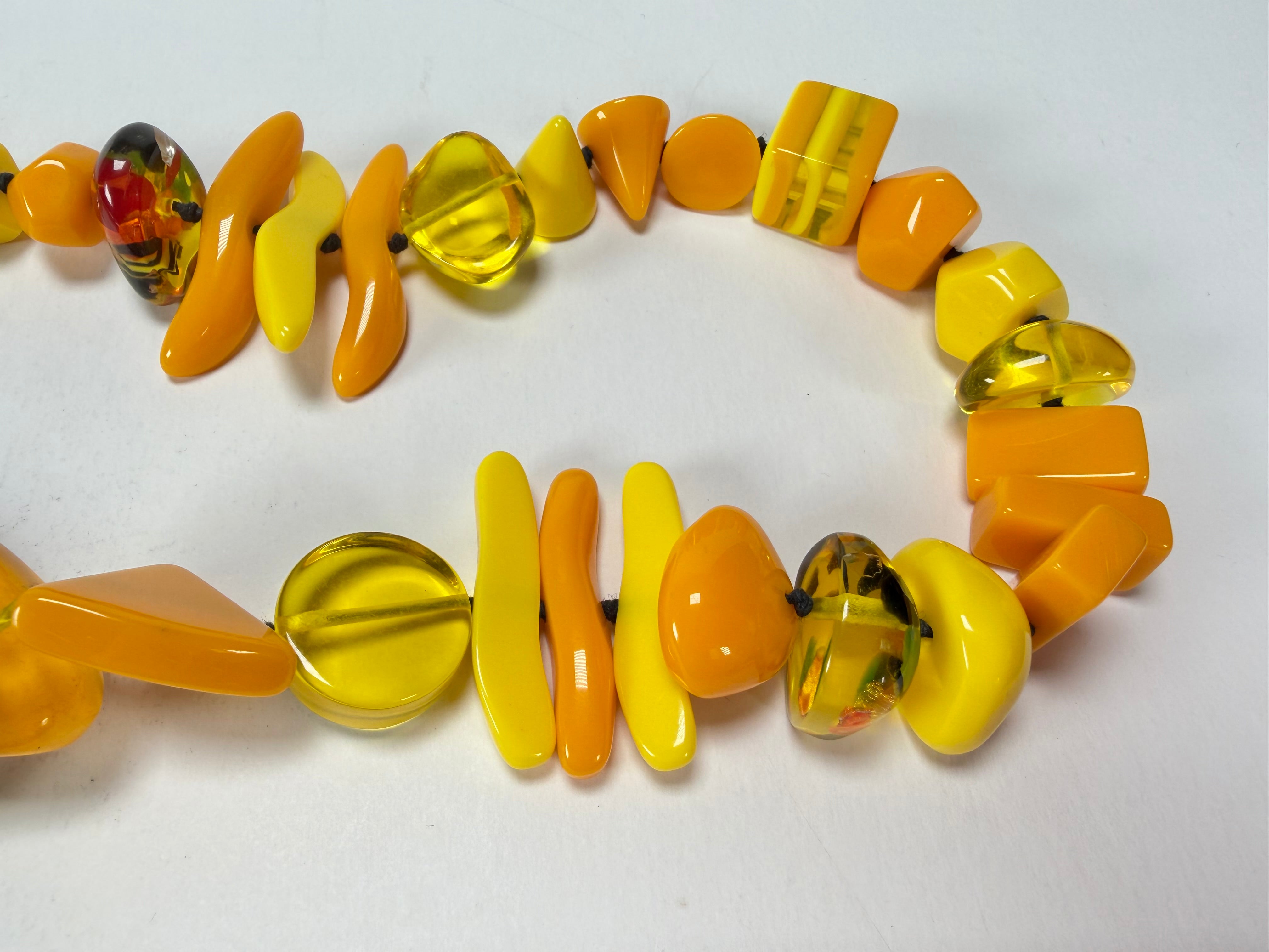 Jackie Brazil "Fusion" Yellow Mix Long 110cm Bead Necklace ( N0040 )