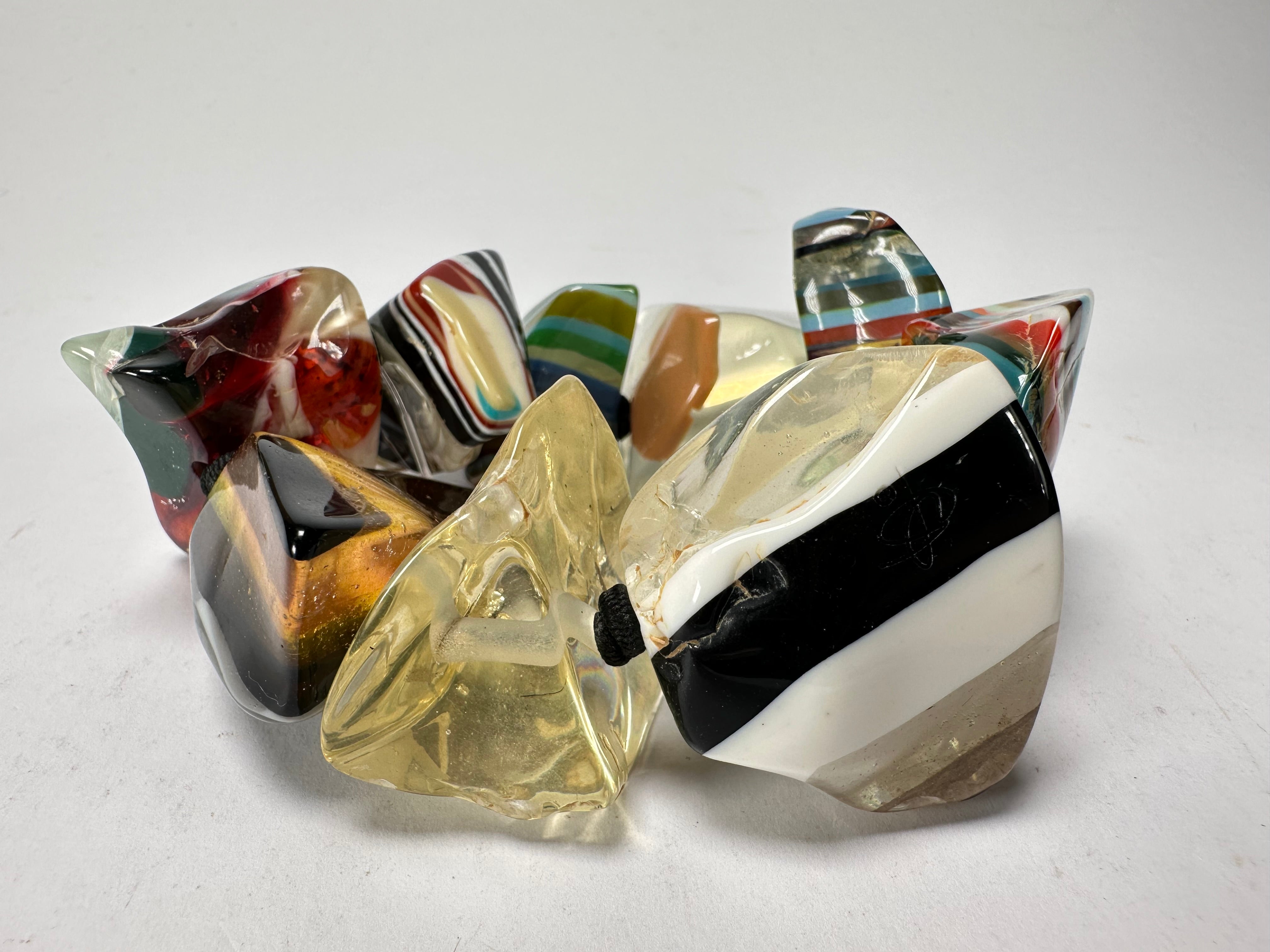 Jackie Brazil "Agatha" Large Liquorice Pop Art Stone Elasticated Bracelet ( B2878 )