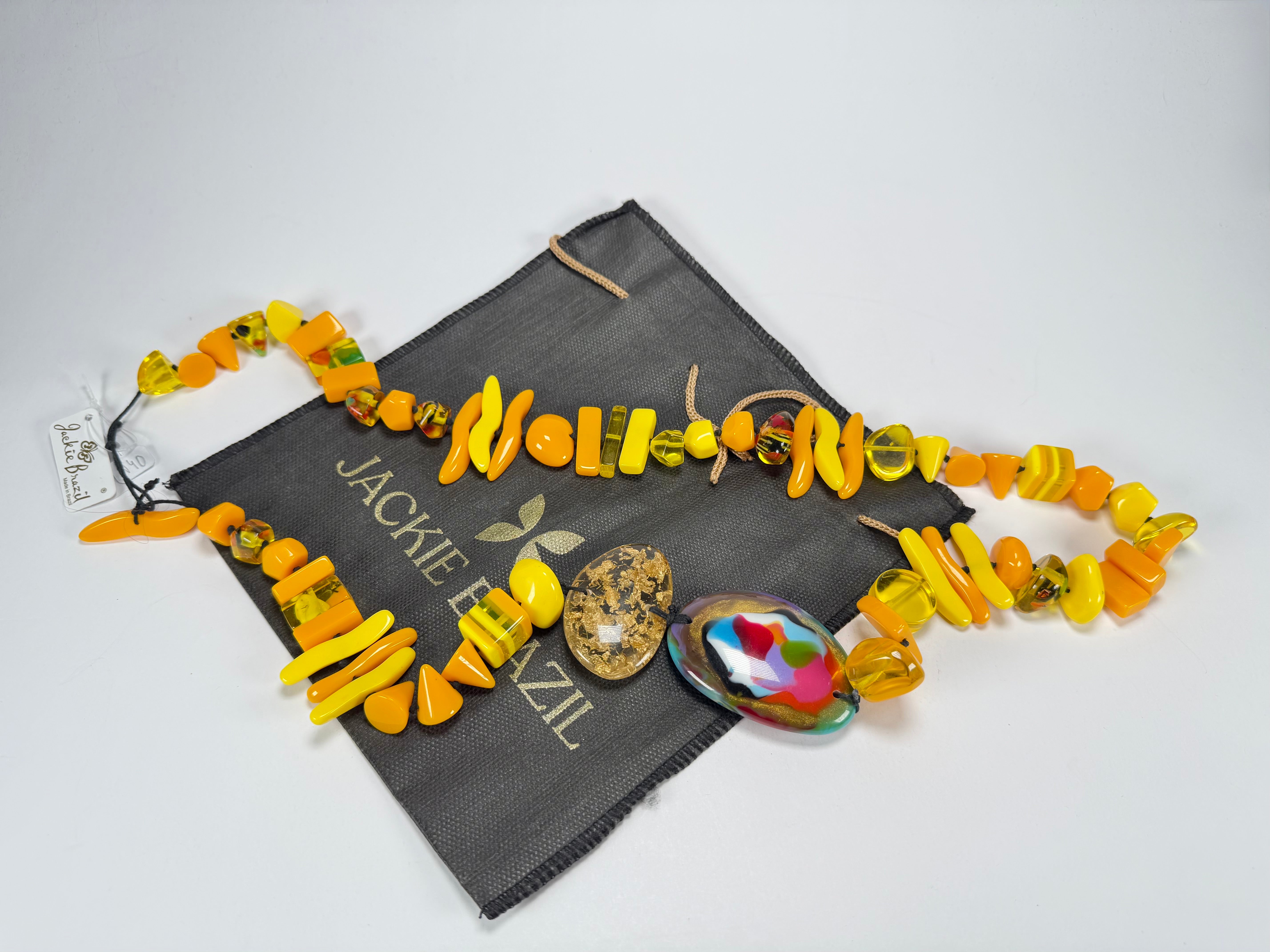 Jackie Brazil "Fusion" Yellow Mix Long 110cm Bead Necklace ( N0040 )