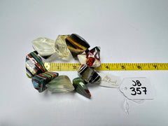 Jackie Brazil "Agatha" Large Liquorice Pop Art Stone Elasticated Bracelet ( B2878 )