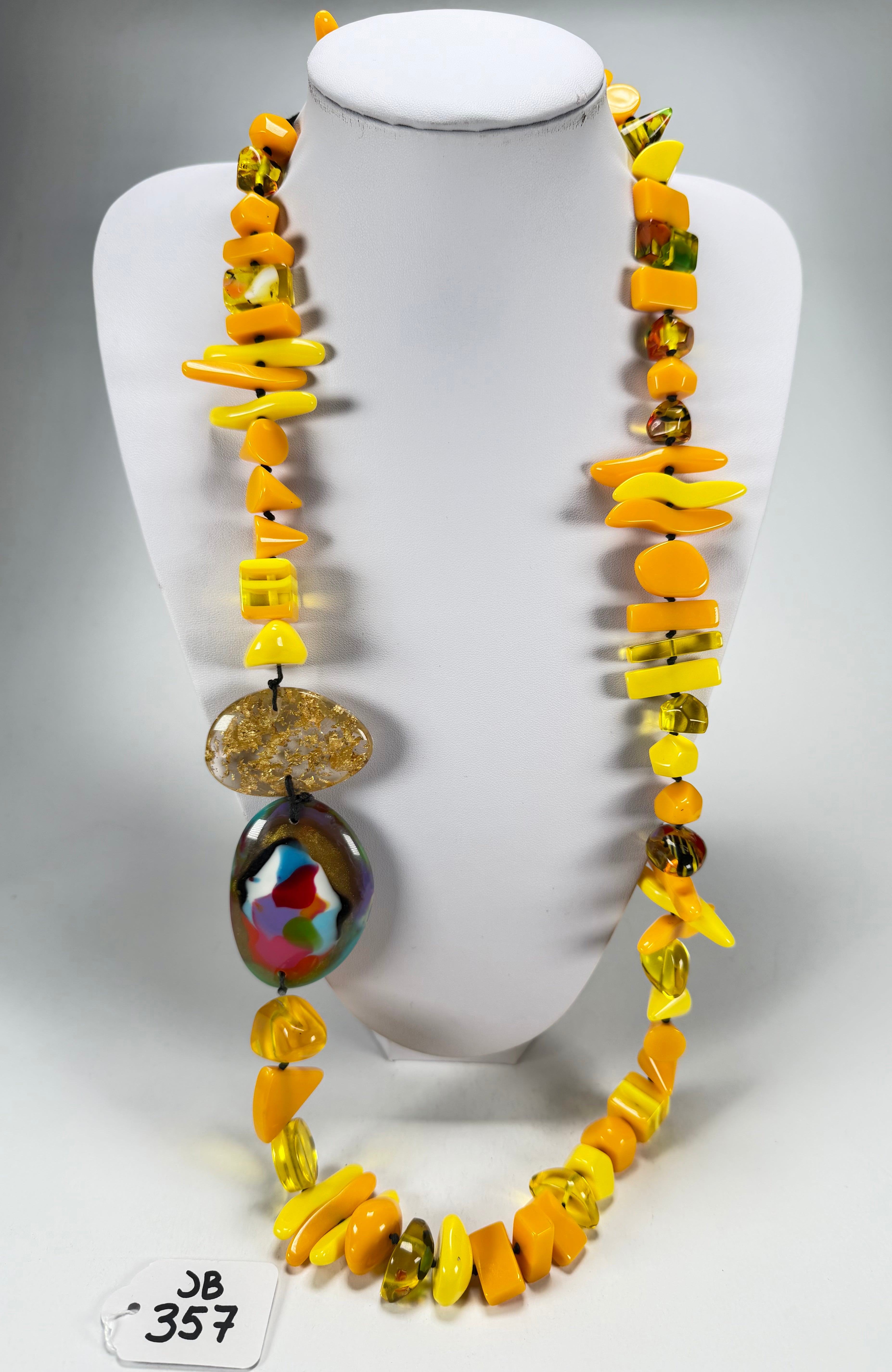 Jackie Brazil "Fusion" Yellow Mix Long 110cm Bead Necklace ( N0040 )