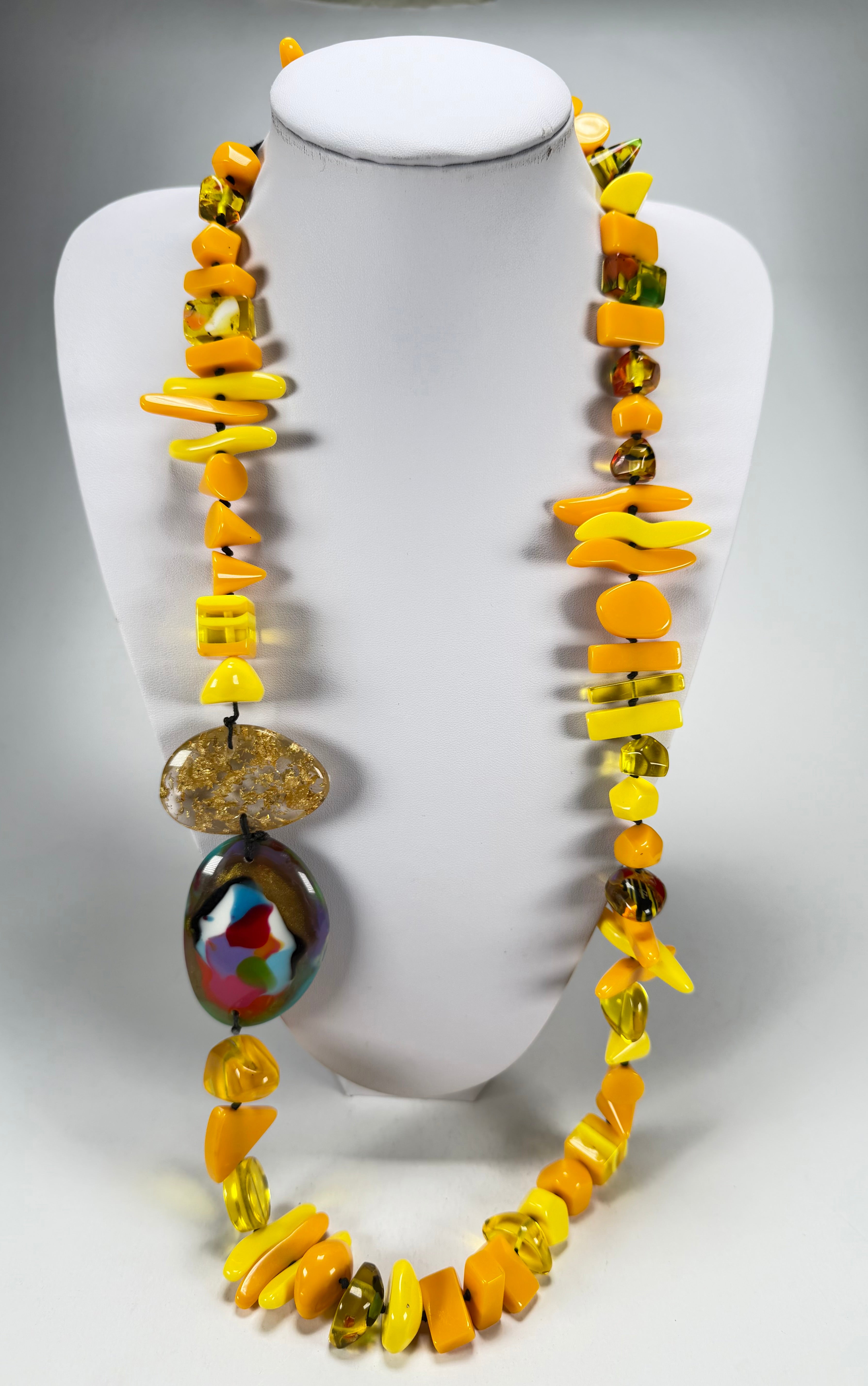 Jackie Brazil "Fusion" Yellow Mix Long 110cm Bead Necklace ( N0040 )