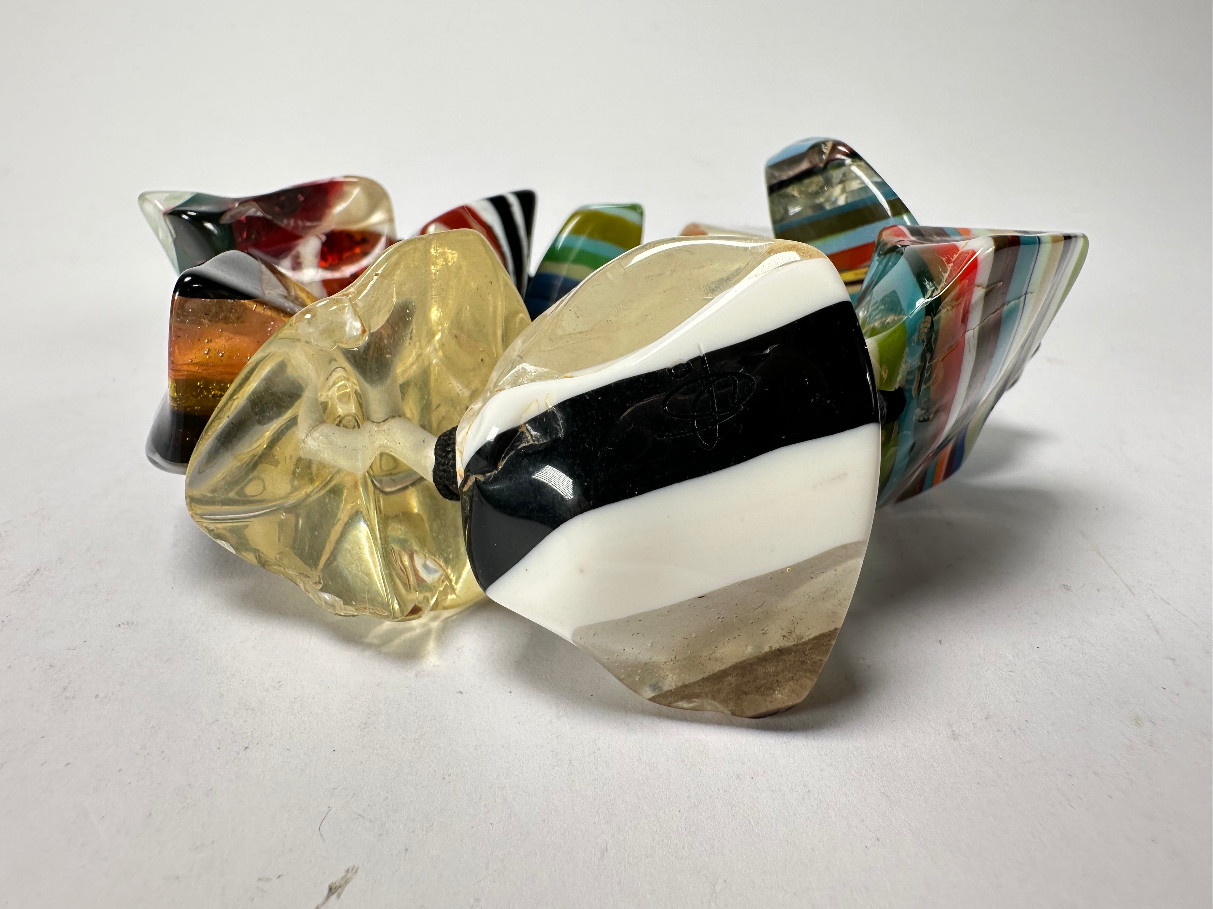 Jackie Brazil "Agatha" Large Liquorice Pop Art Stone Elasticated Bracelet ( B2878 )