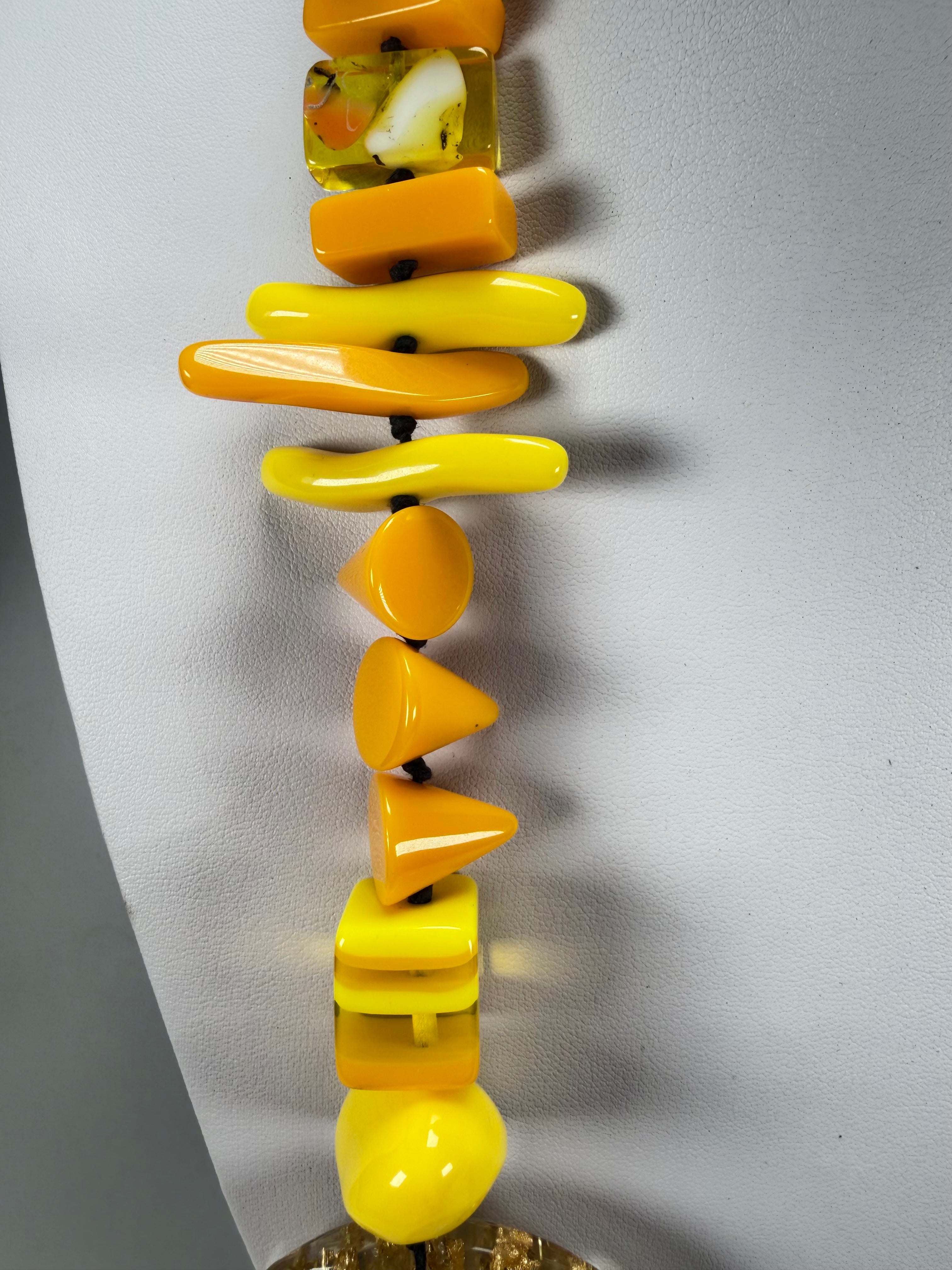 Jackie Brazil "Fusion" Yellow Mix Long 110cm Bead Necklace ( N0040 )
