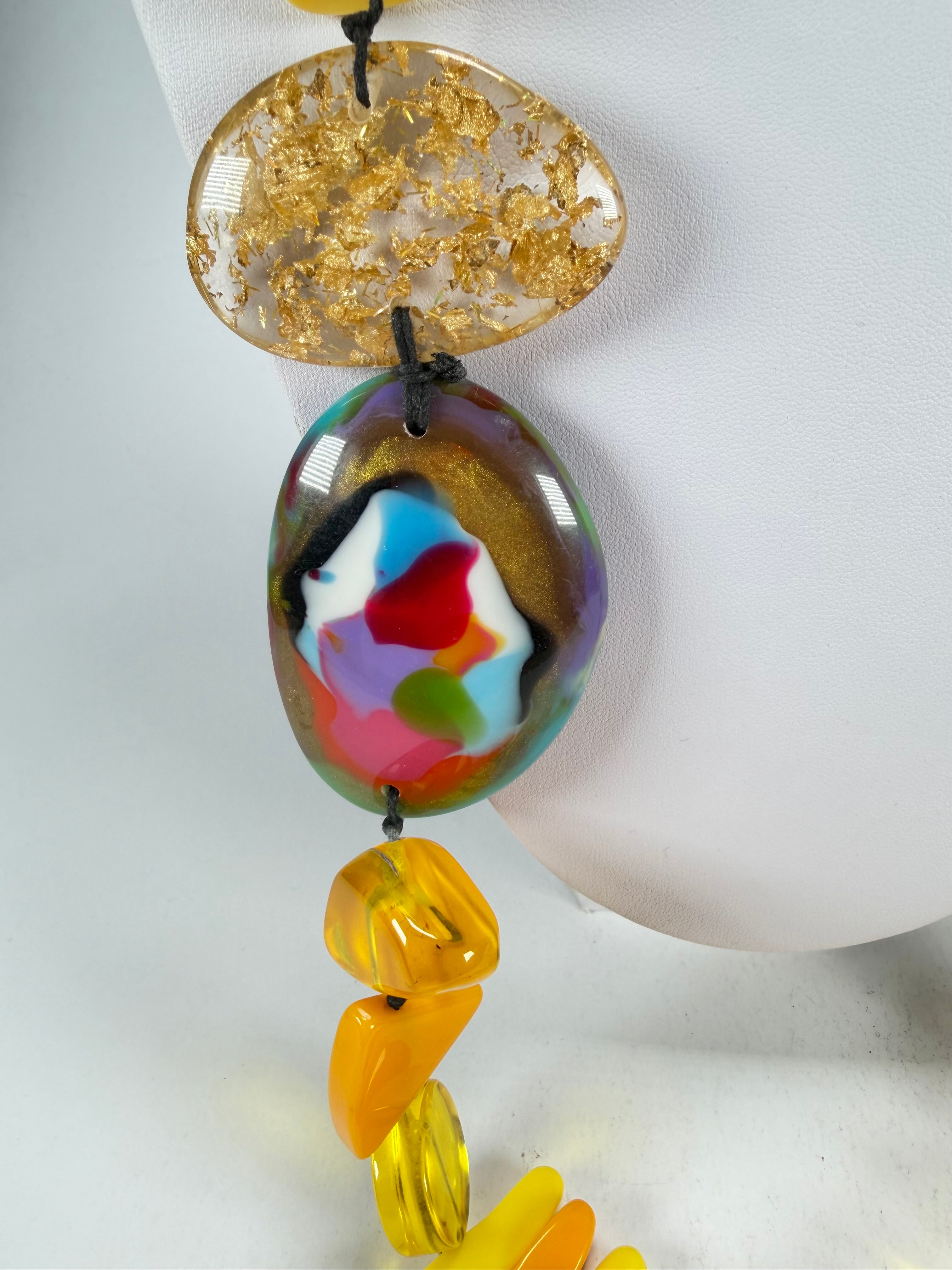 Jackie Brazil "Fusion" Yellow Mix Long 110cm Bead Necklace ( N0040 )