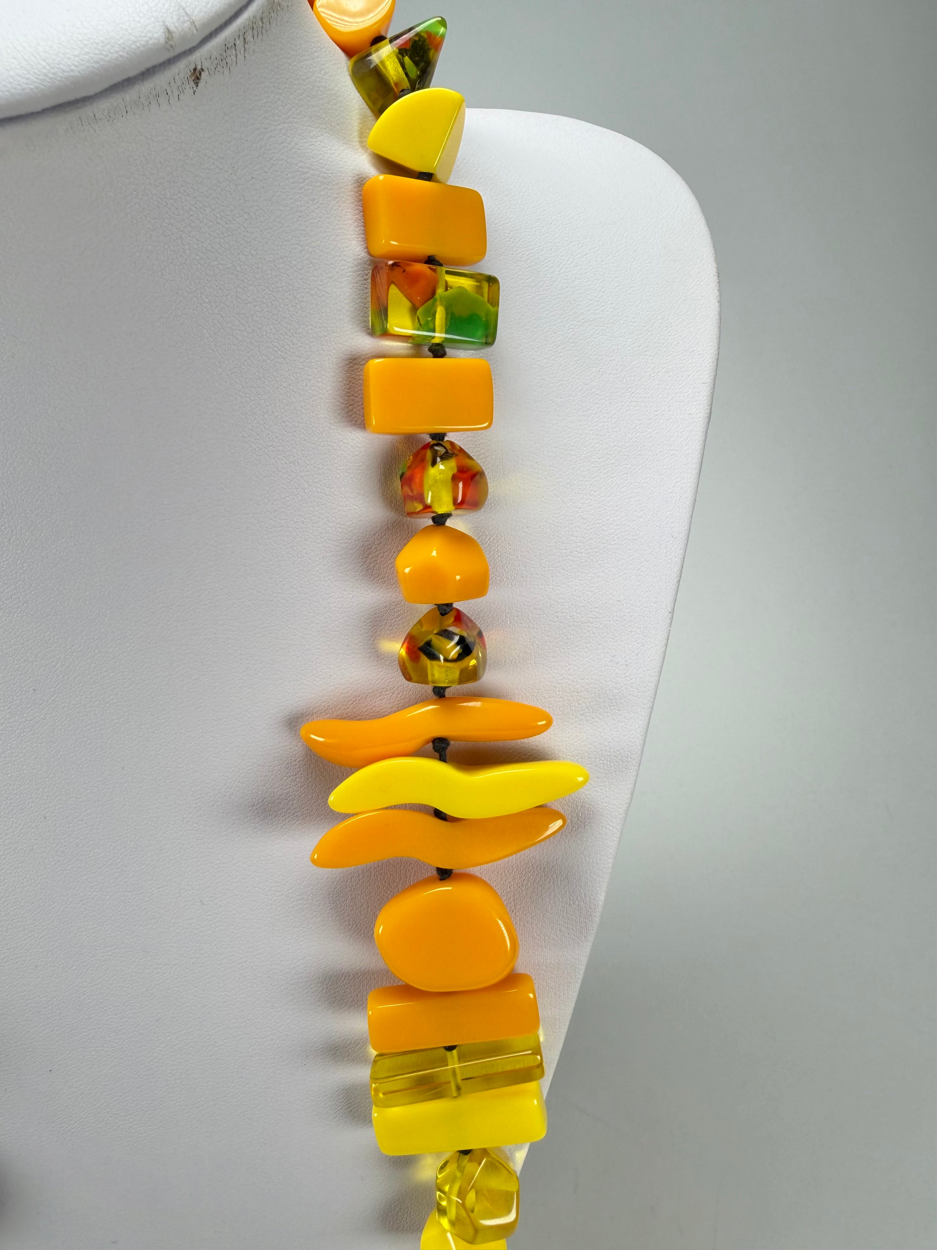 Jackie Brazil "Fusion" Yellow Mix Long 110cm Bead Necklace ( N0040 )