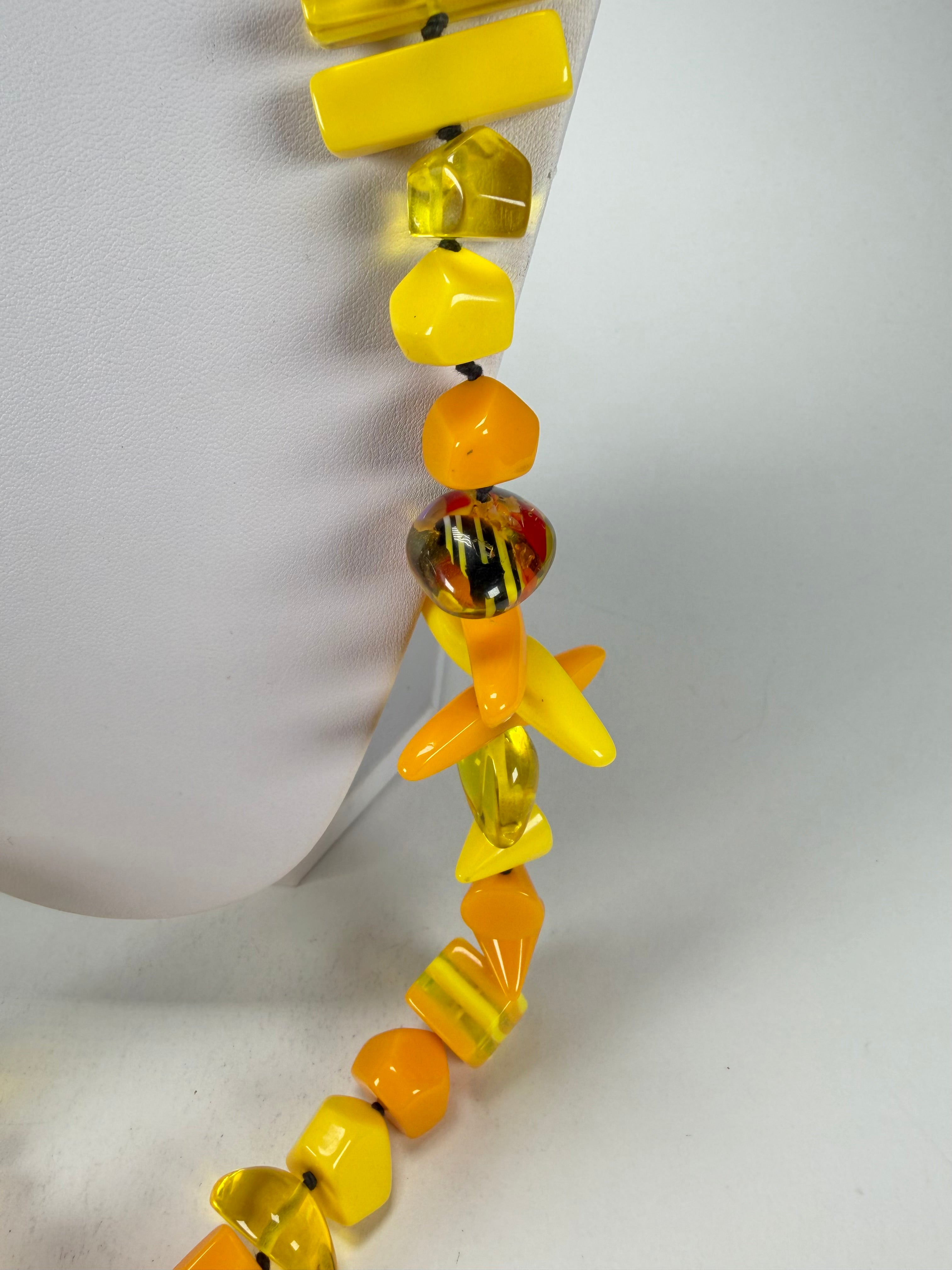 Jackie Brazil "Fusion" Yellow Mix Long 110cm Bead Necklace ( N0040 )