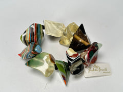 Jackie Brazil "Agatha" Large Liquorice Pop Art Stone Elasticated Bracelet ( B2878 )
