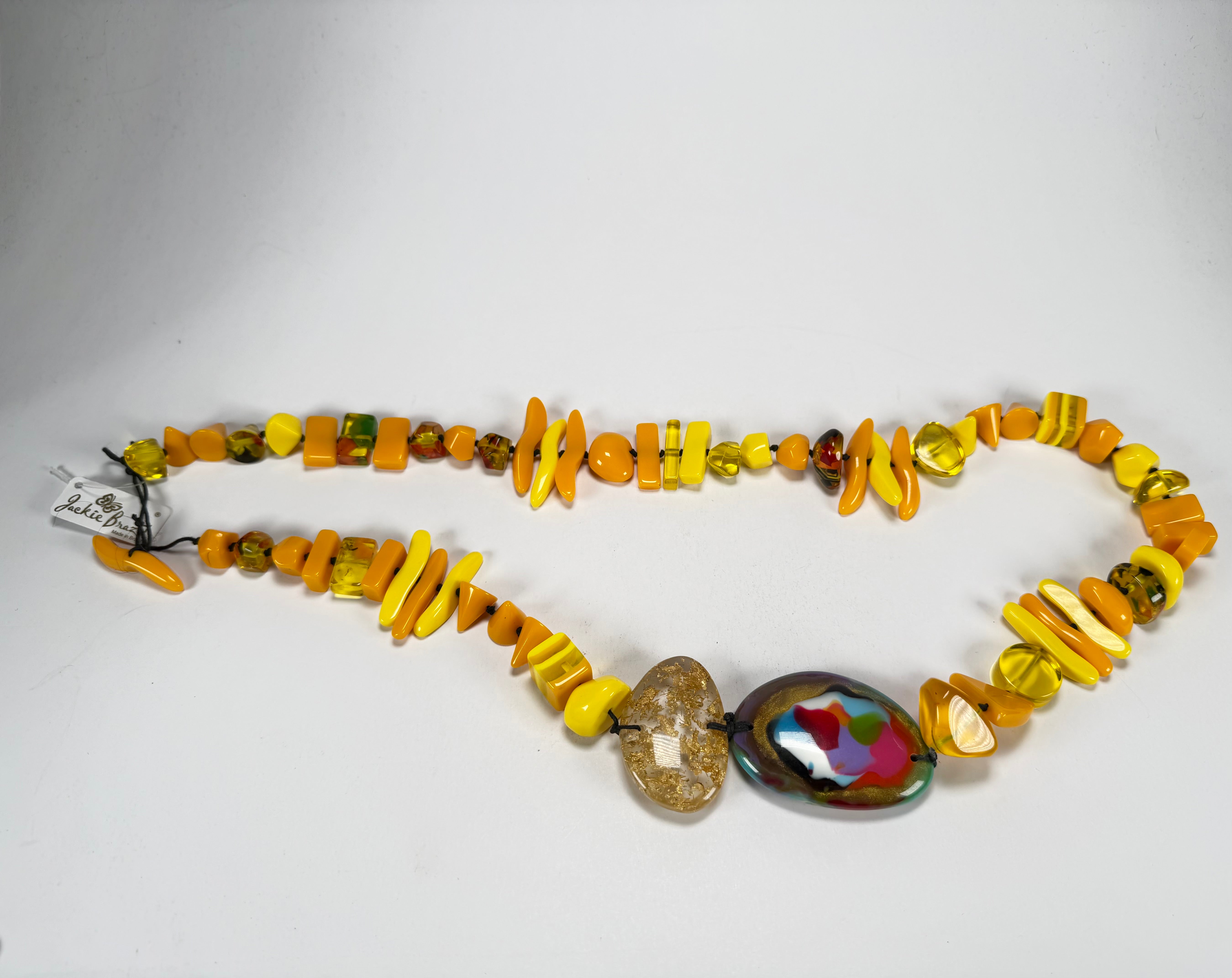 Jackie Brazil "Fusion" Yellow Mix Long 110cm Bead Necklace ( N0040 )