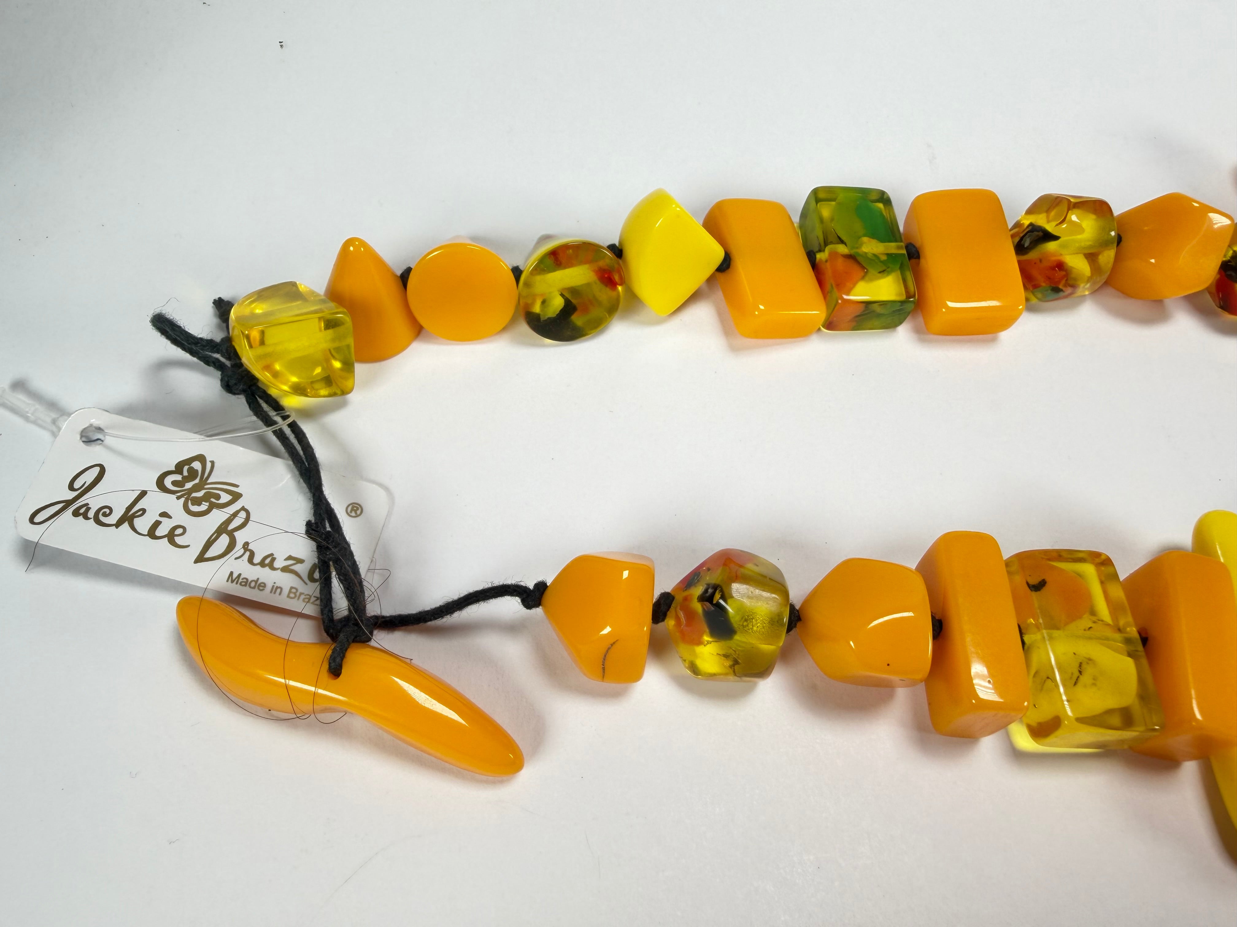 Jackie Brazil "Fusion" Yellow Mix Long 110cm Bead Necklace ( N0040 )