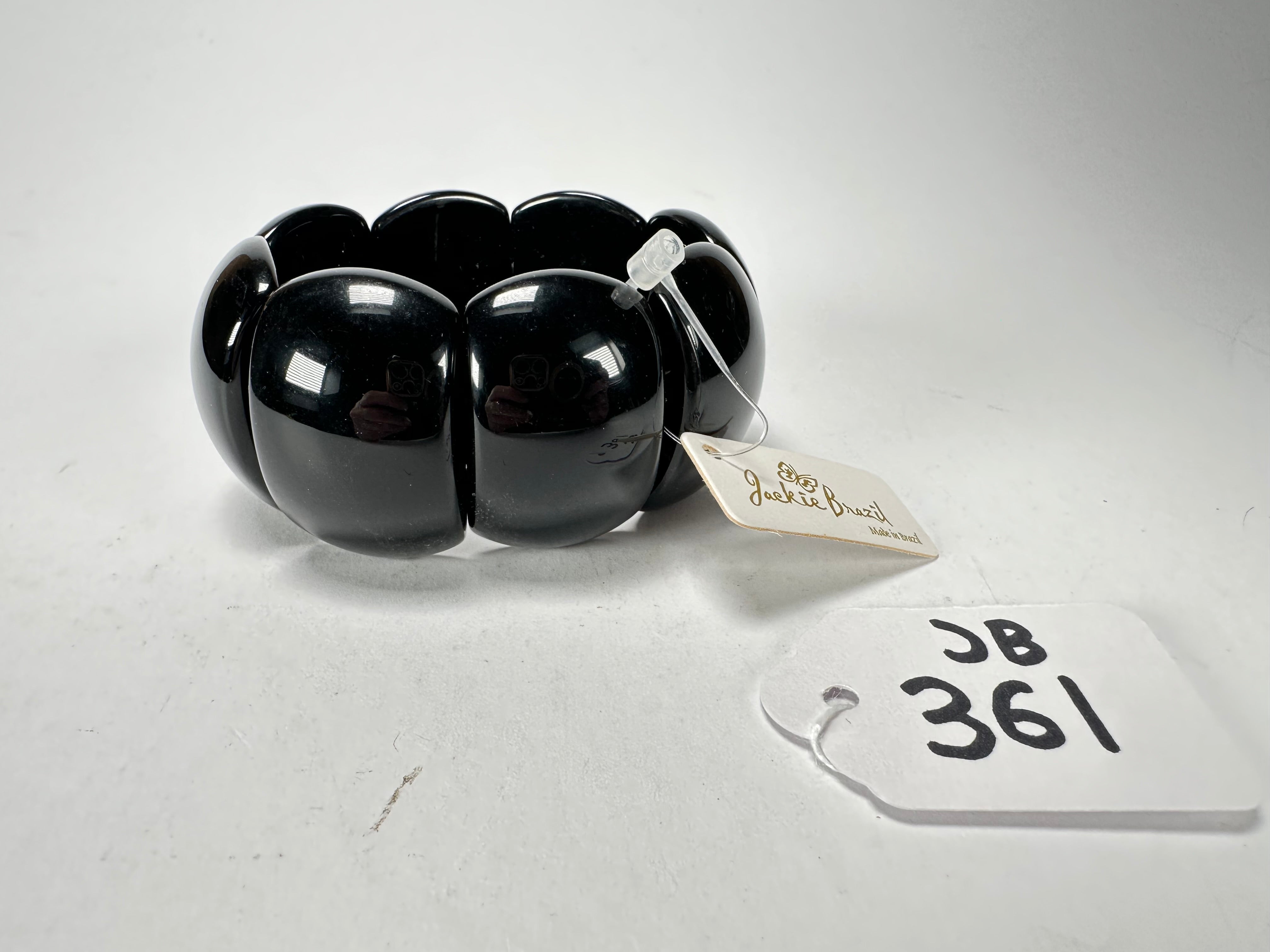 Jackie Brazil "Maria" Black Gloss Elasticated Bracelet ( B0217 )