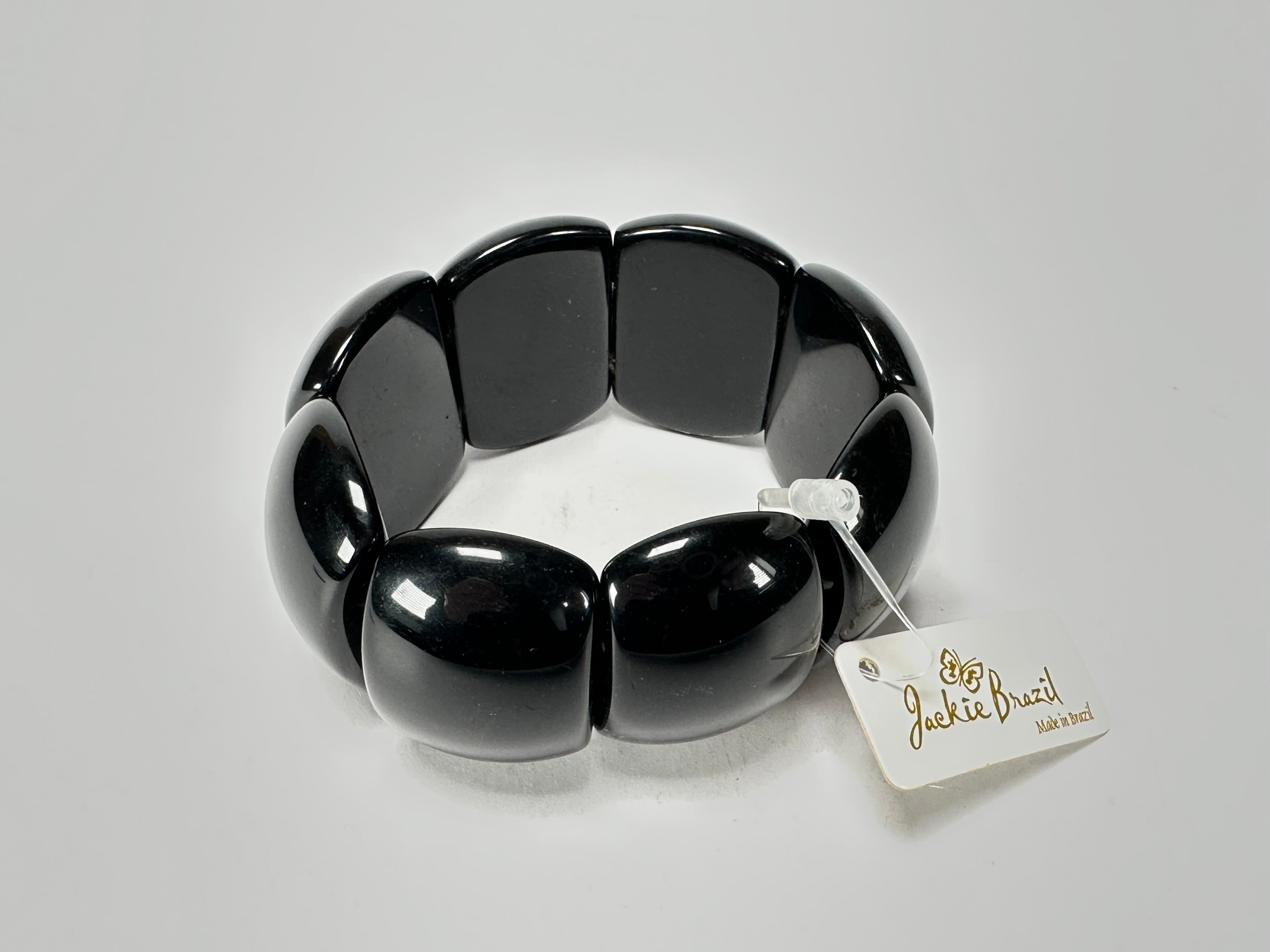 Jackie Brazil "Maria" Black Gloss Elasticated Bracelet ( B0217 )