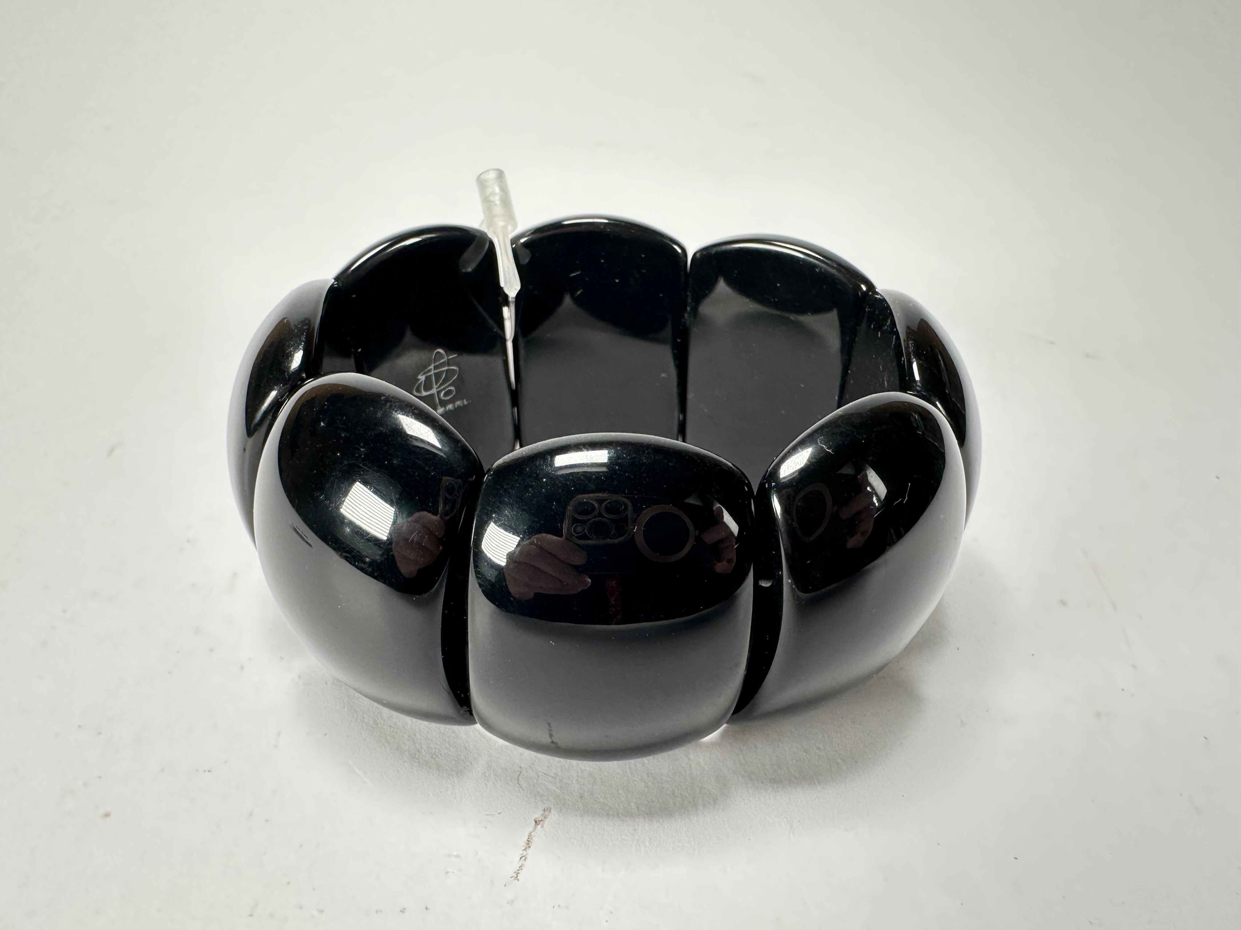 Jackie Brazil "Maria" Black Gloss Elasticated Bracelet ( B0217 )