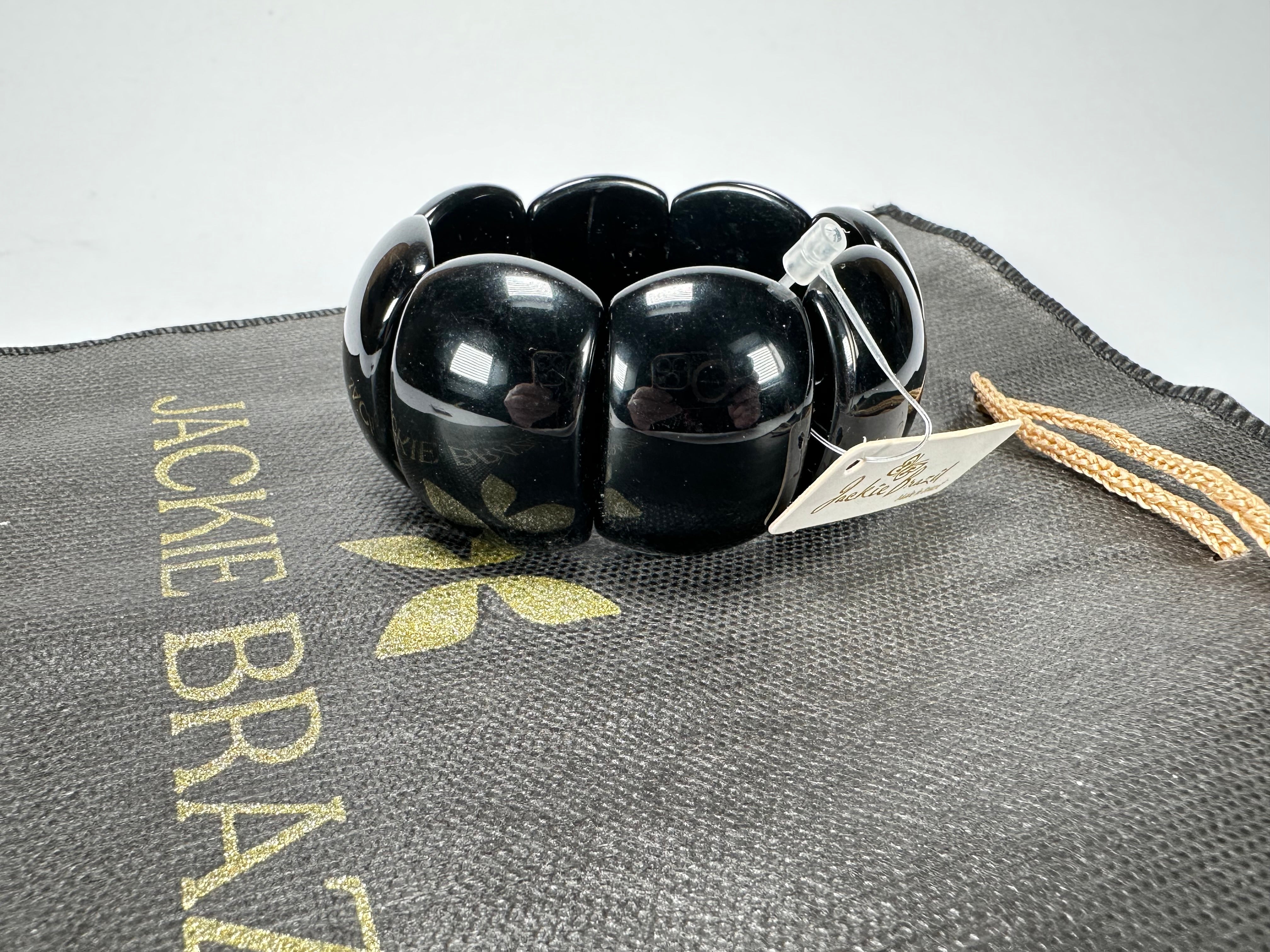 Jackie Brazil "Maria" Black Gloss Elasticated Bracelet ( B0217 )