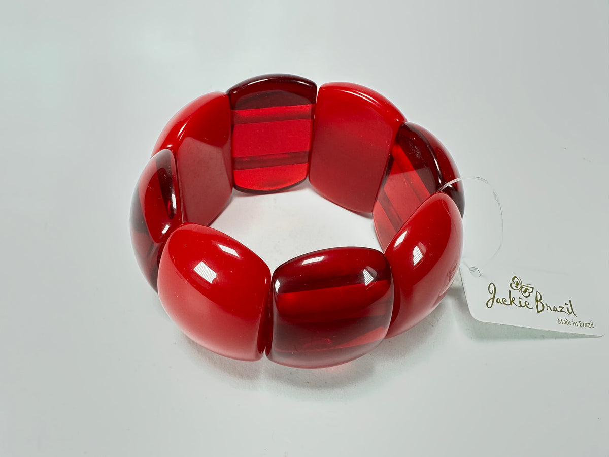 Jackie Brazil "Maria" Red Mix Elasticated Bracelet ( B0217 )