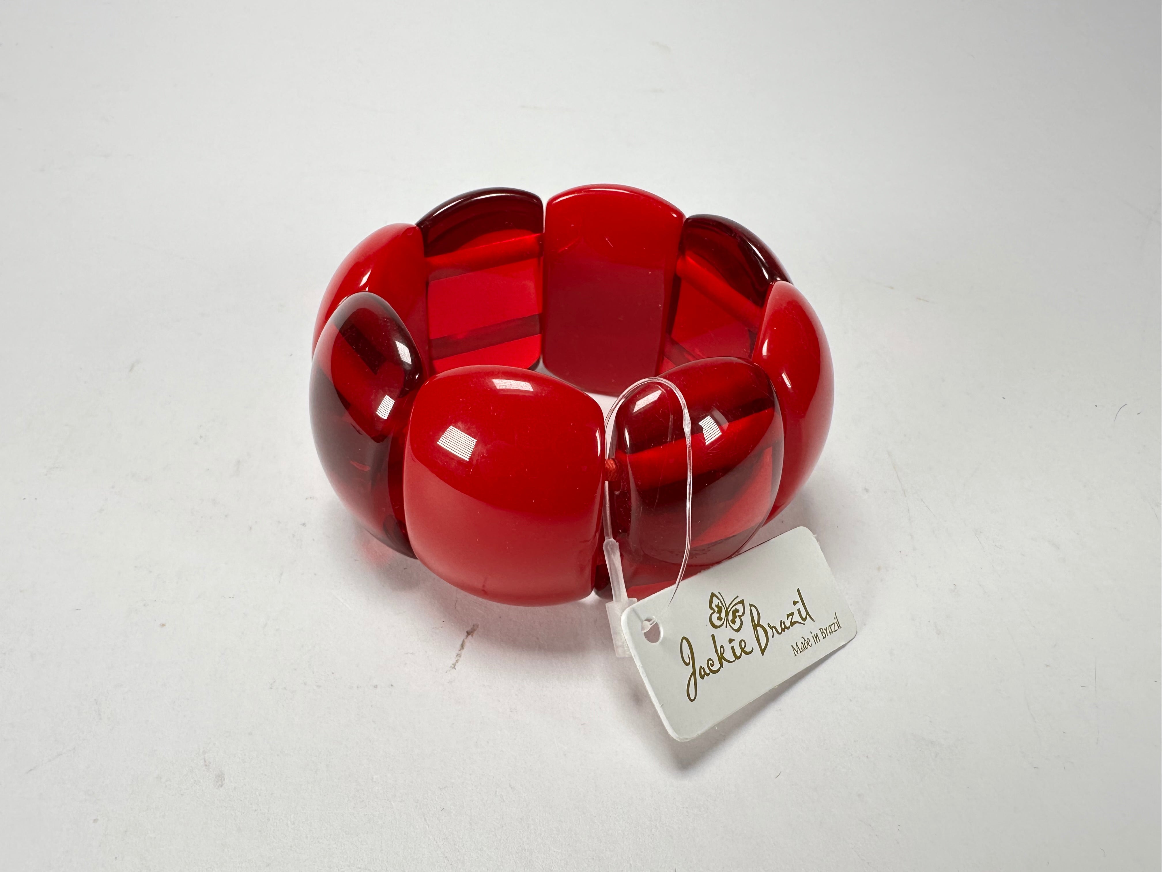 Jackie Brazil "Maria" Red Mix Elasticated Bracelet ( B0217 )