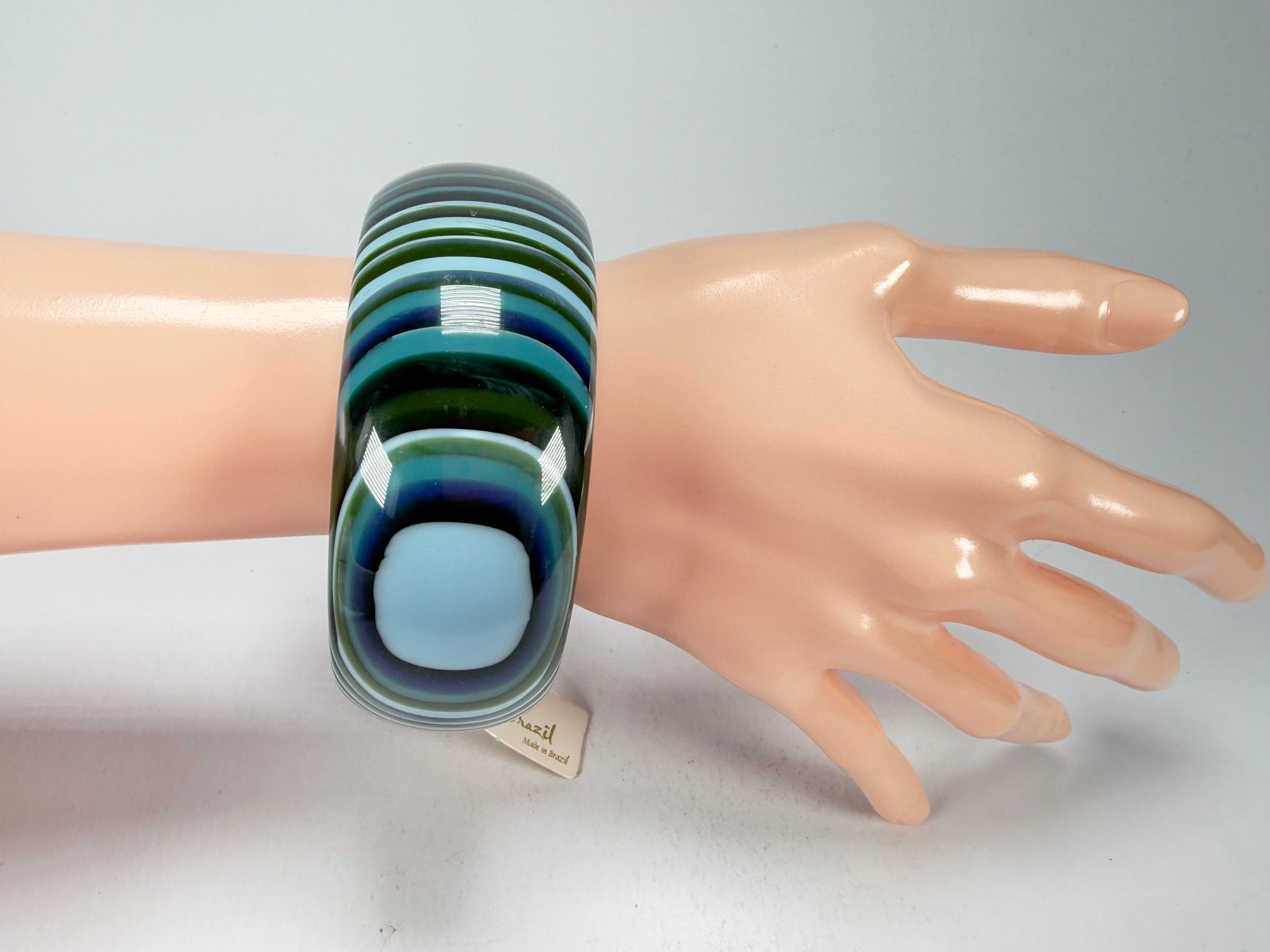 Jackie Brazil "All Sorts "Liquorice w/Cat Eye Blue Mix 3.4cm Bangle ( B2444 )