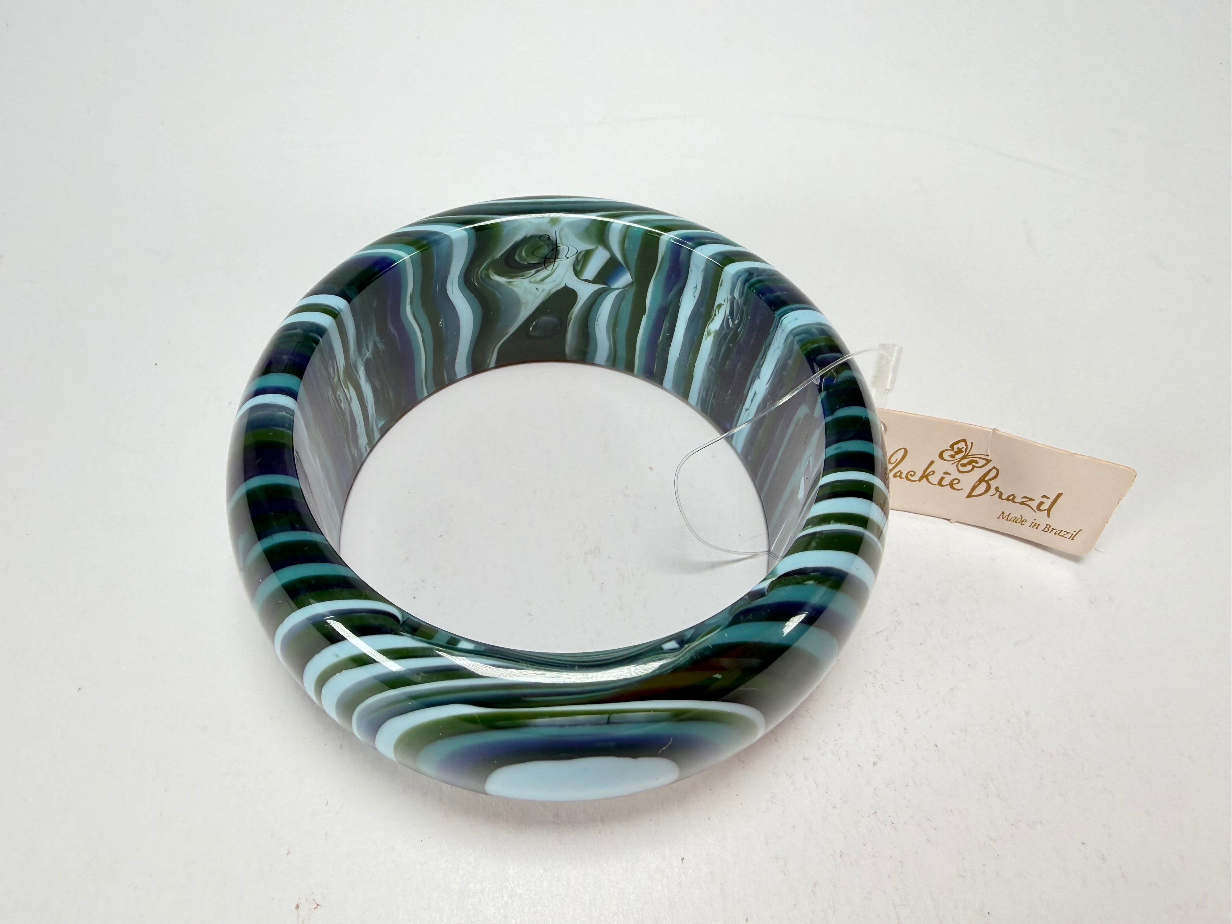 Jackie Brazil "All Sorts "Liquorice w/Cat Eye Blue Mix 3.4cm Bangle ( B2444 )