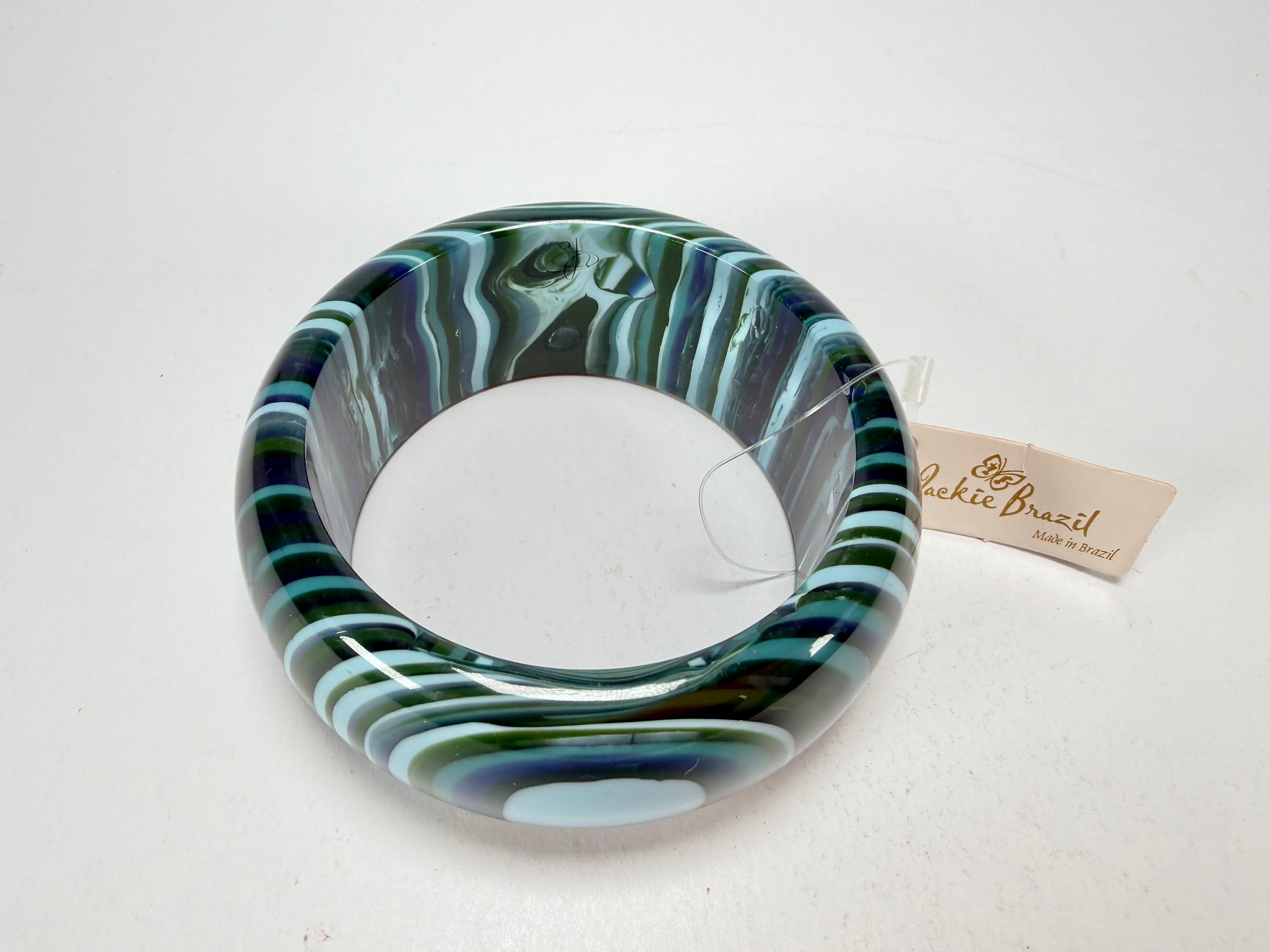 Jackie Brazil "All Sorts "Liquorice w/Cat Eye Blue Mix 3.4cm Bangle ( B2444 )