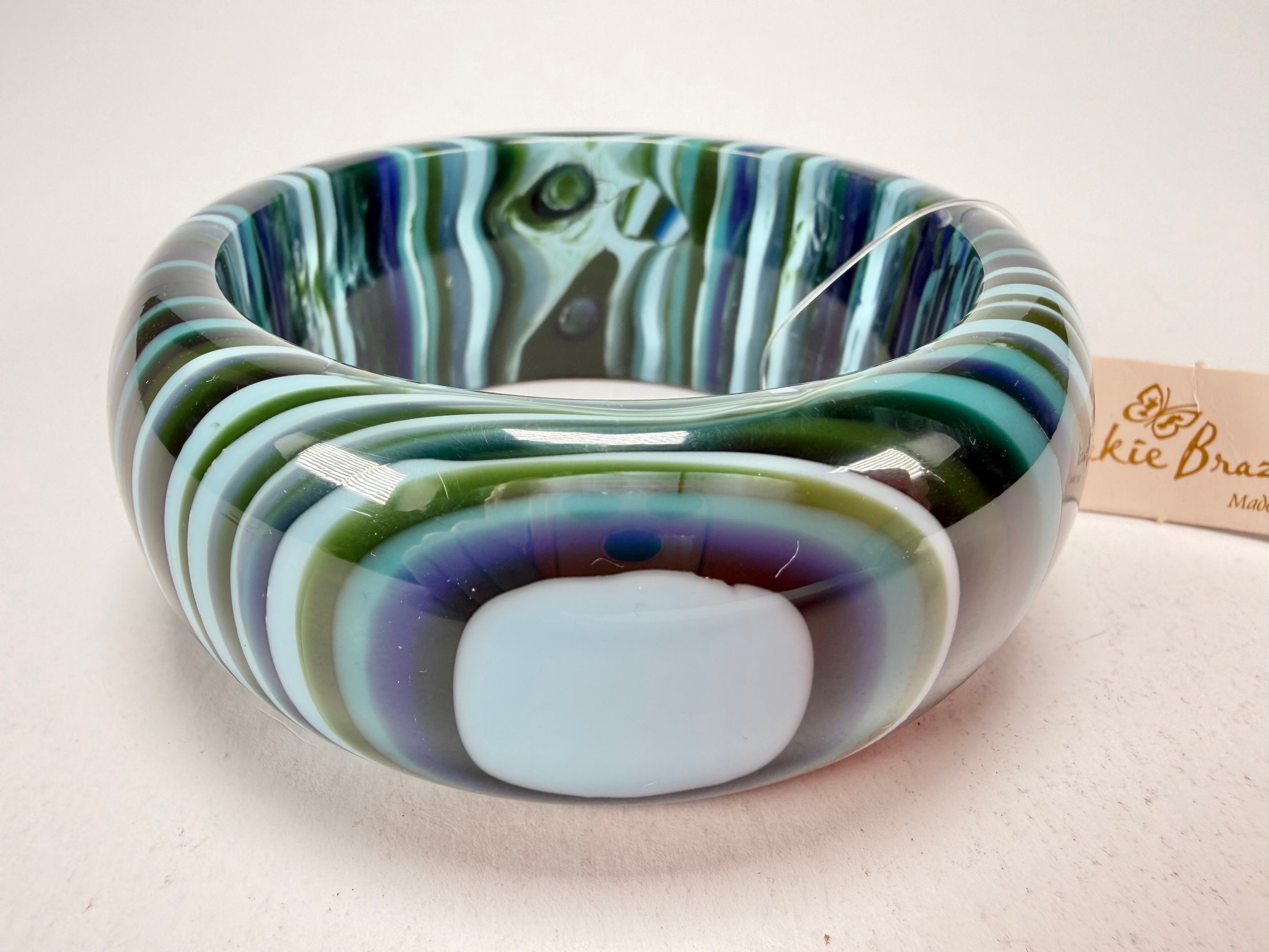 Jackie Brazil "All Sorts "Liquorice w/Cat Eye Blue Mix 3.4cm Bangle ( B2444 )