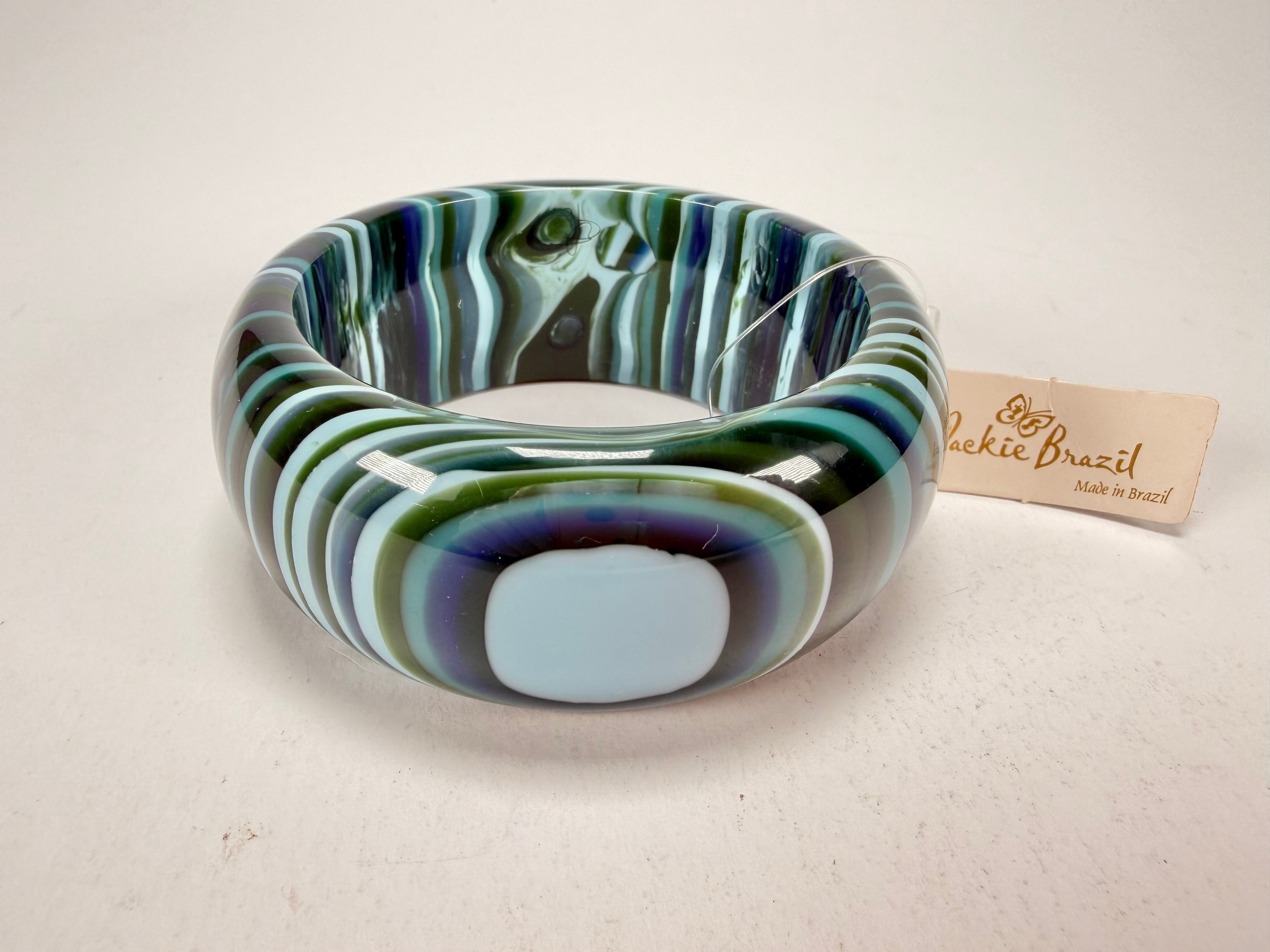 Jackie Brazil "All Sorts "Liquorice w/Cat Eye Blue Mix 3.4cm Bangle ( B2444 )