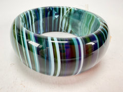 Jackie Brazil "All Sorts "Liquorice w/Cat Eye Blue Mix 3.4cm Bangle ( B2444 )