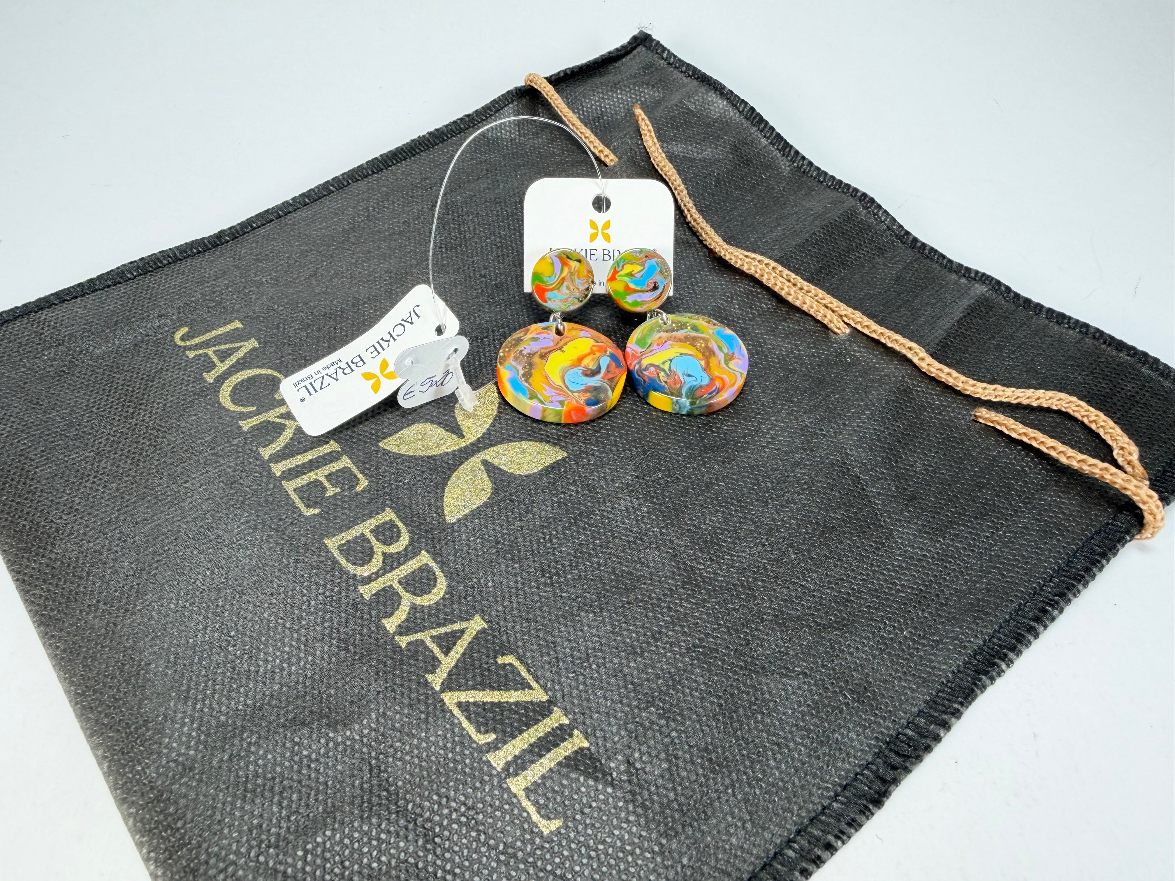 Jackie Brazil "Duo Stud" Kandinsky Disk On Pin Resin Earrings ( E0520 )