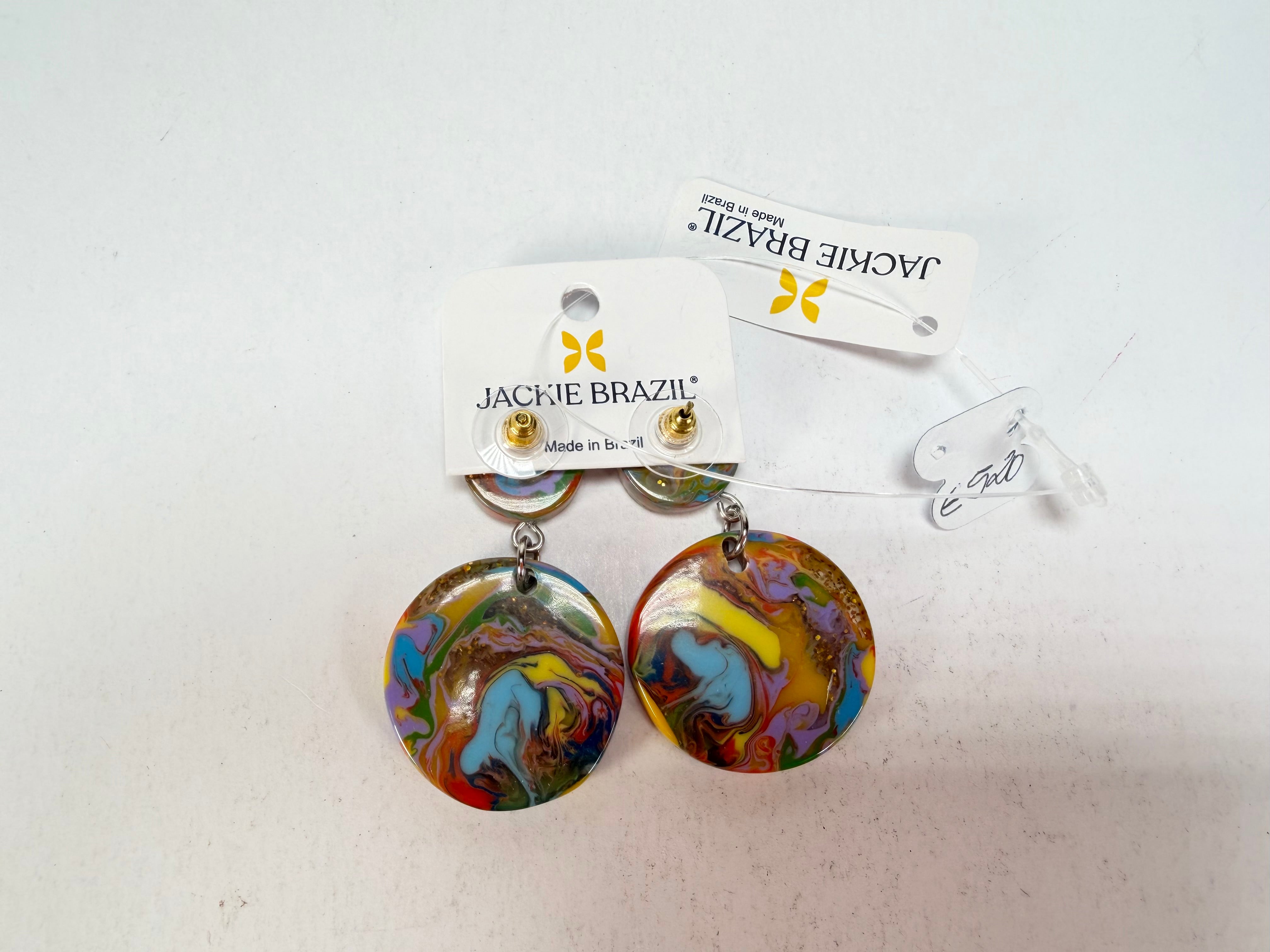 Jackie Brazil "Duo Stud" Kandinsky Disk On Pin Resin Earrings ( E0520 )