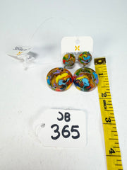Jackie Brazil "Duo Stud" Kandinsky Disk On Pin Resin Earrings ( E0520 )