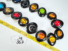 Jackie Brazil "Saturn" Black & Transparent Summer Mix Disc & Ball Long 110cm Necklace ( N0054 )