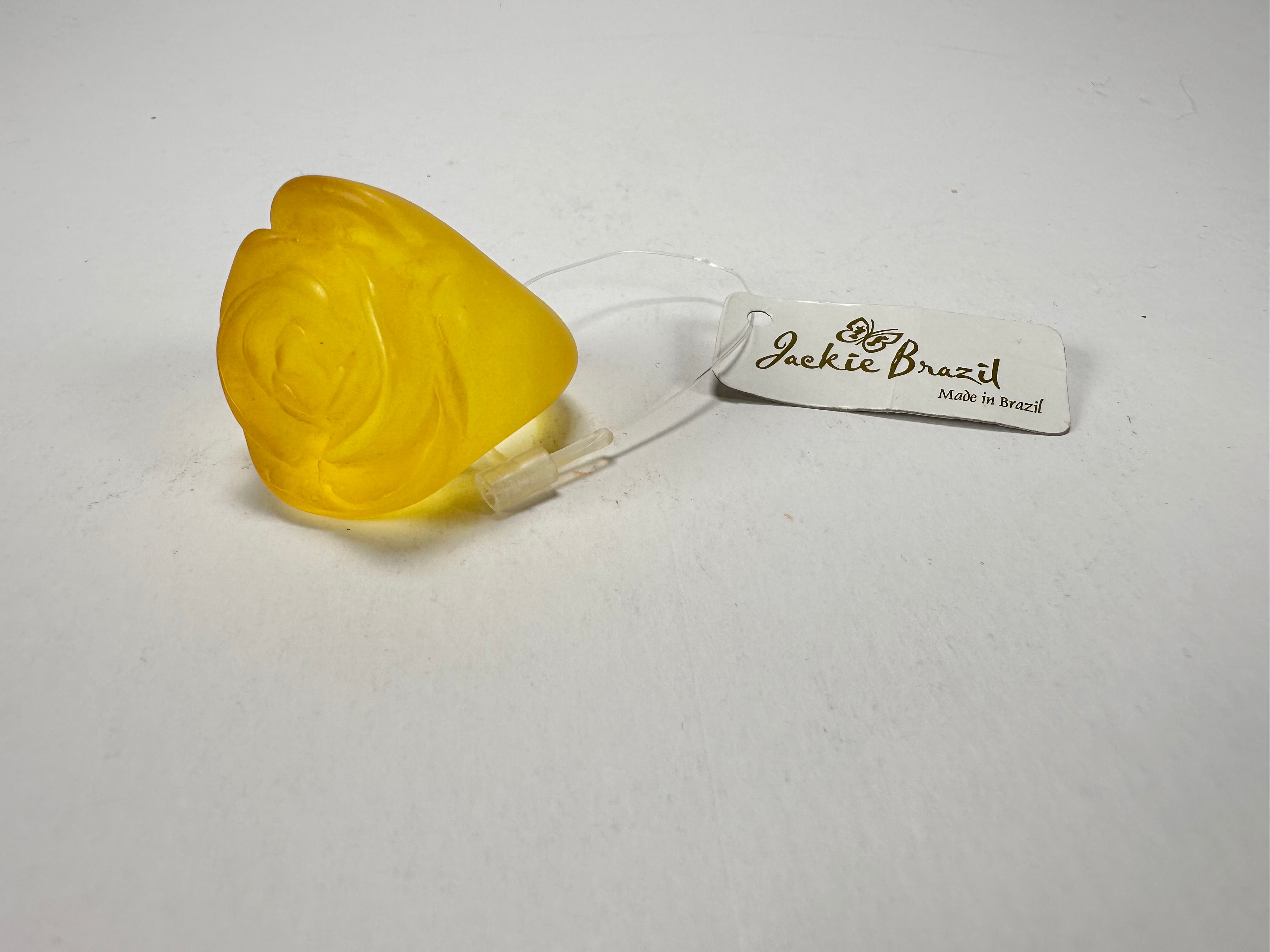 Jackie Brazil "Rose" Yellow Resin Rose Ring ( R0585 ) Size UK N / US 6.5