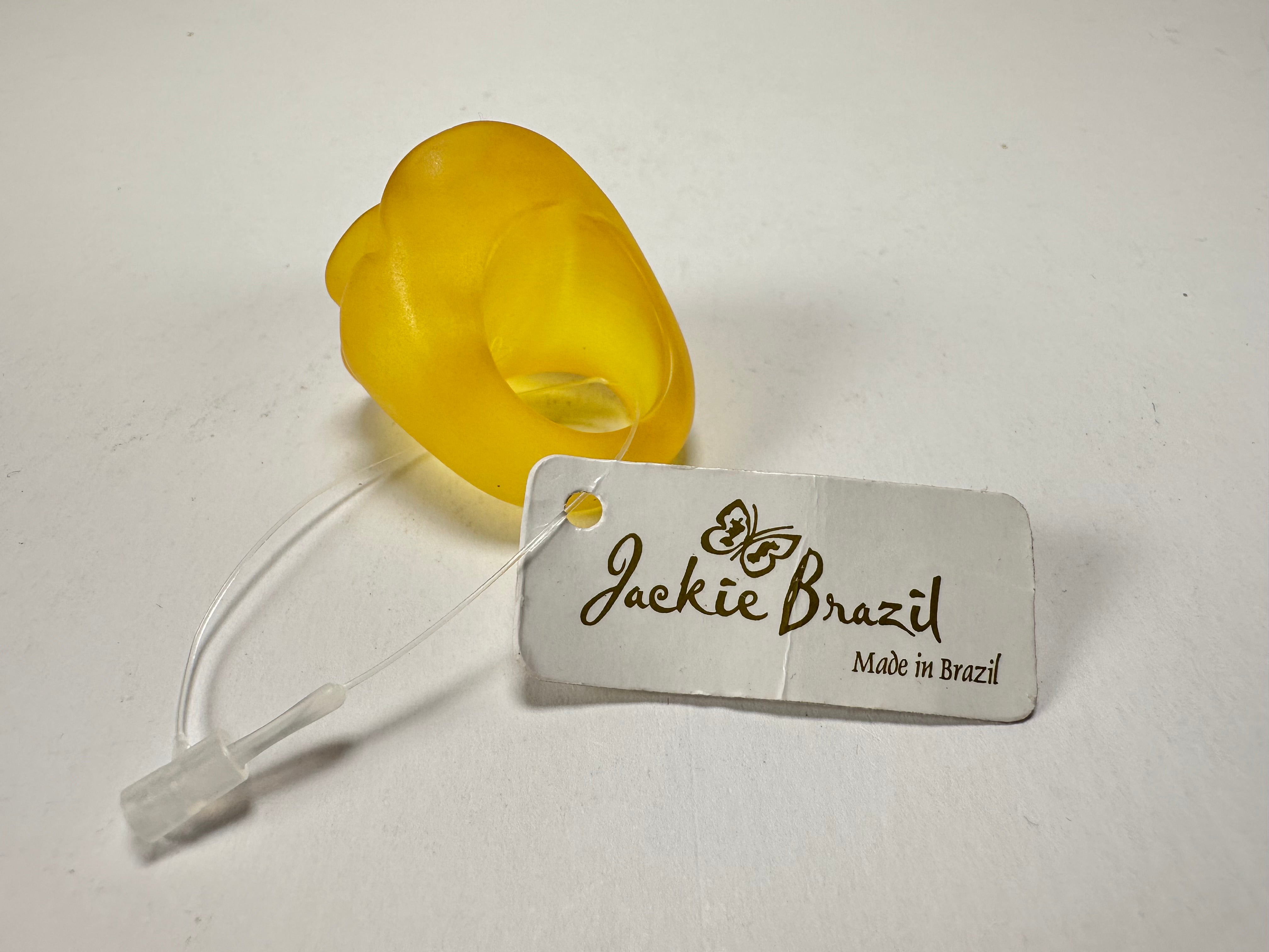 Jackie Brazil "Rose" Yellow Resin Rose Ring ( R0585 ) Size UK N / US 6.5