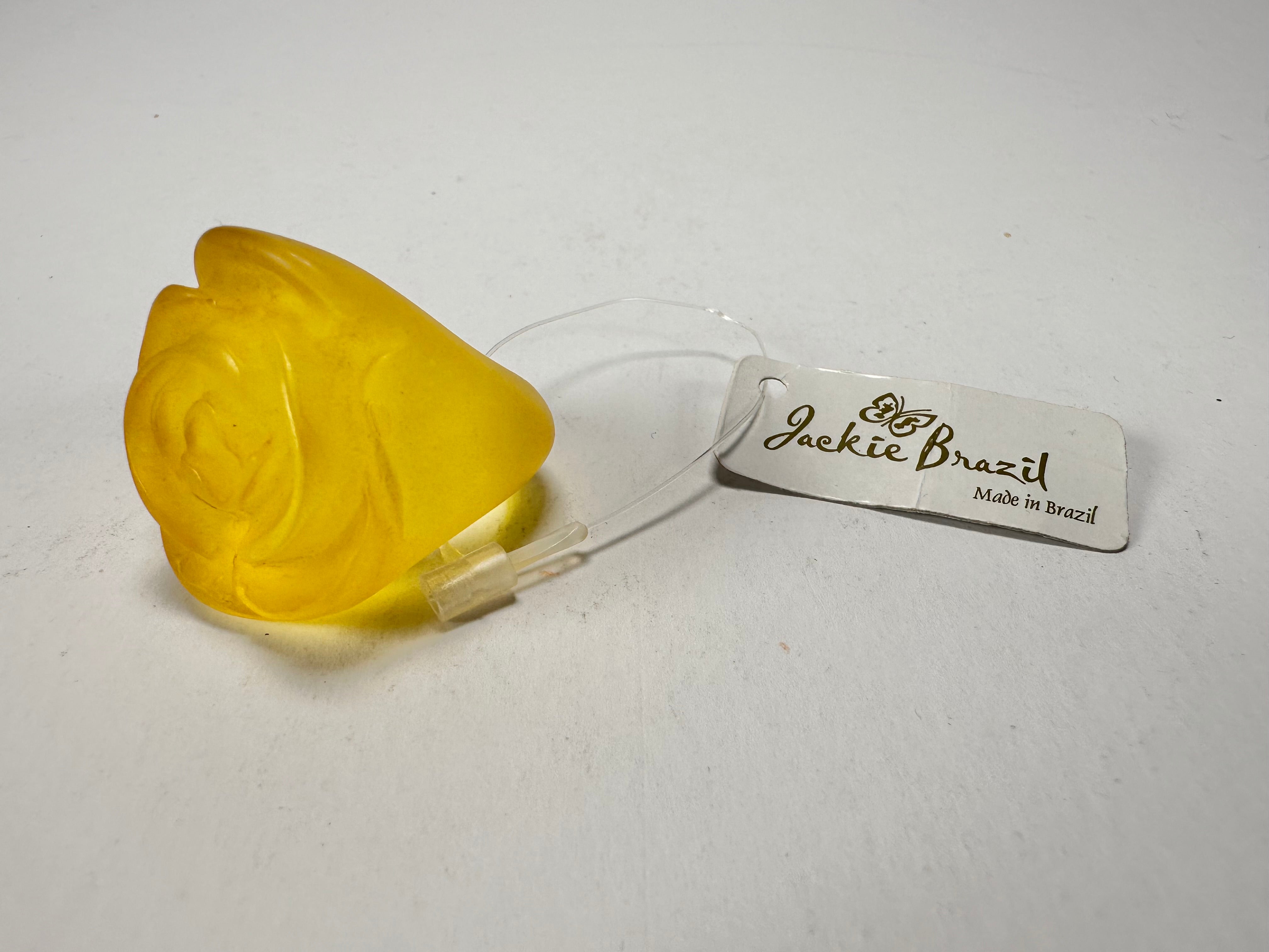 Jackie Brazil "Rose" Yellow Resin Rose Ring ( R0585 ) Size UK N / US 6.5