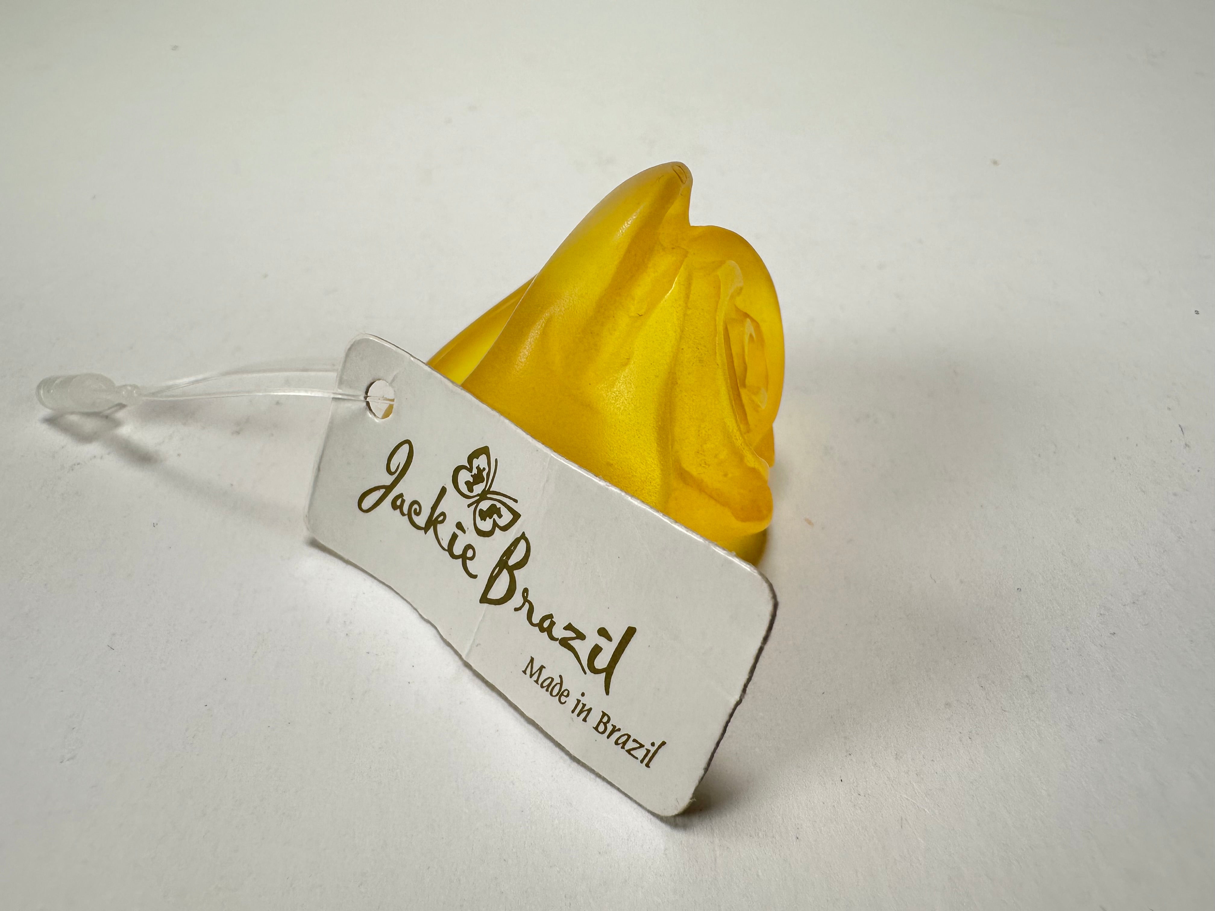 Jackie Brazil "Rose" Yellow Resin Rose Ring ( R0585 ) Size UK N / US 6.5