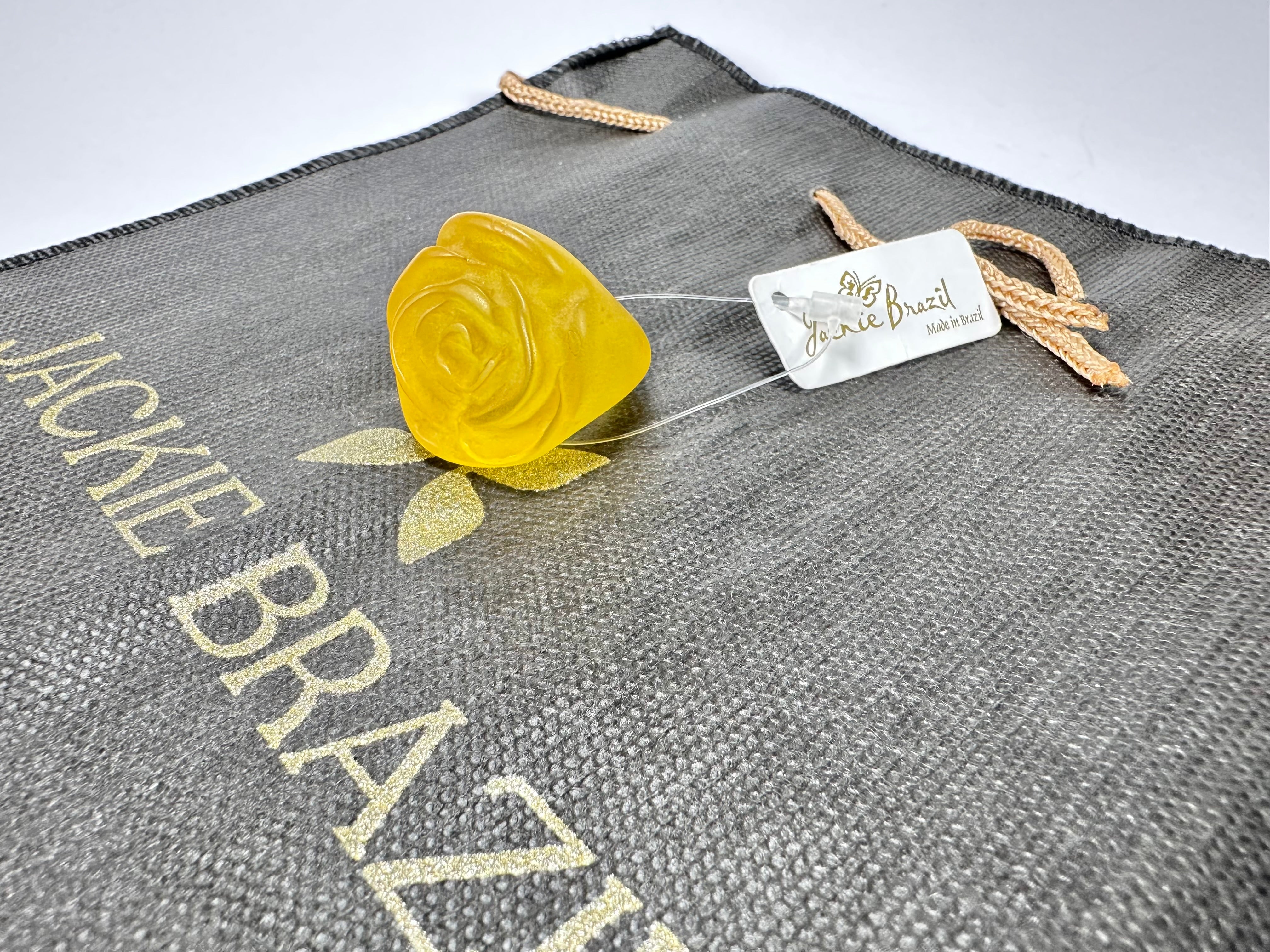 Jackie Brazil "Rose" Yellow Resin Rose Ring ( R0585 ) Size UK N / US 6.5