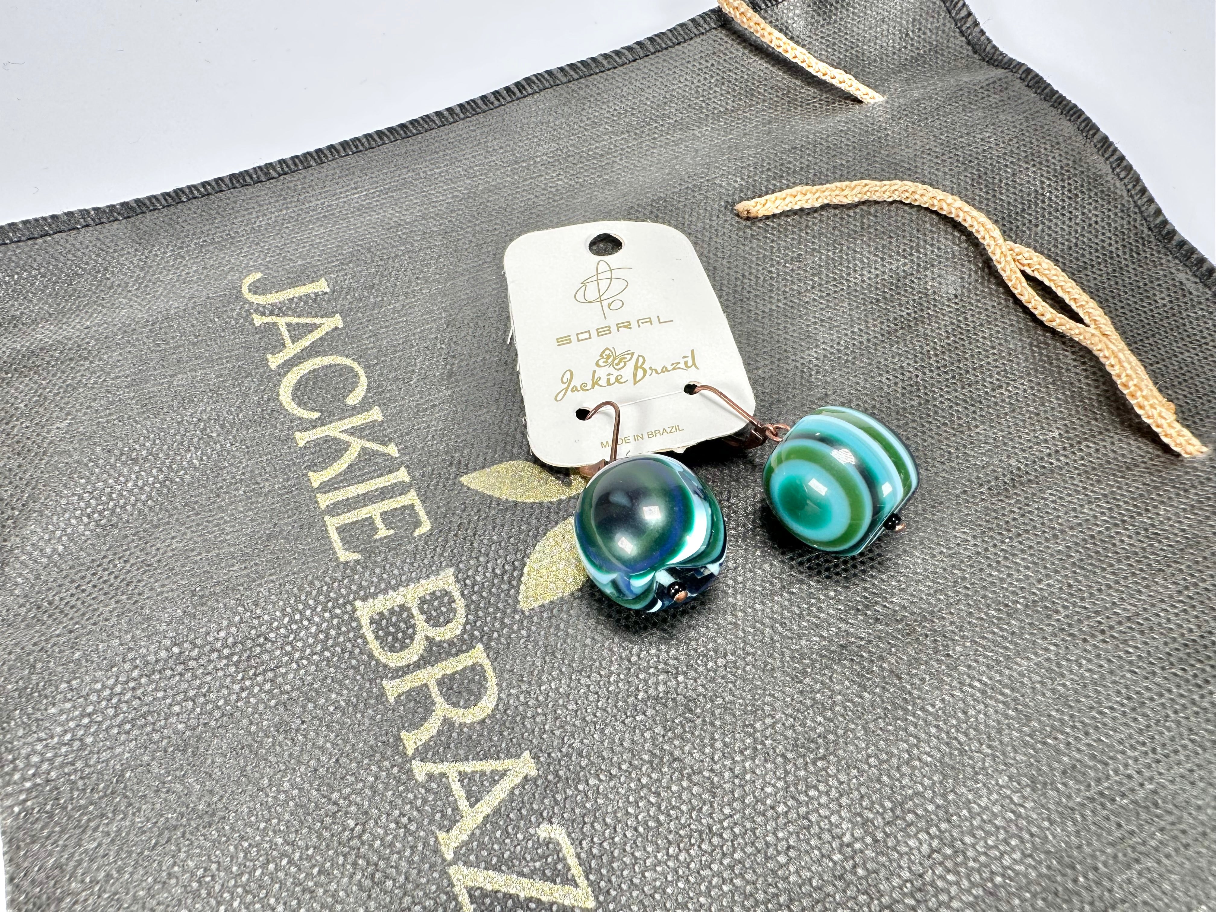 Jackie Brazil "Cat Eyes" Liquorice Balls Blue Mix Short Resin Earrings ( E0960 )