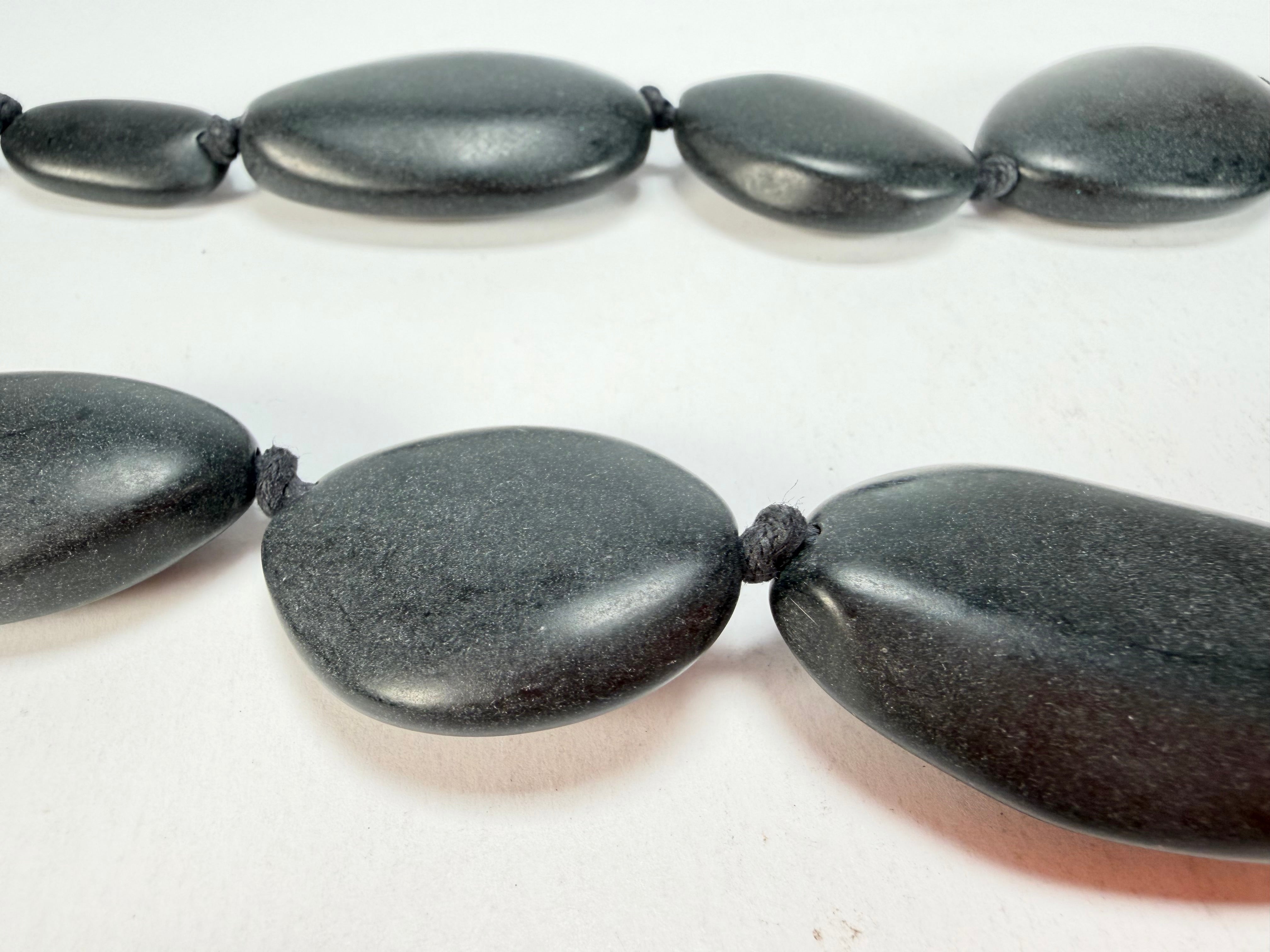 Jackie Brazil "Matt Black & Kandinsky" Long Flat Riverstones 65cm Necklace ( N3700 )