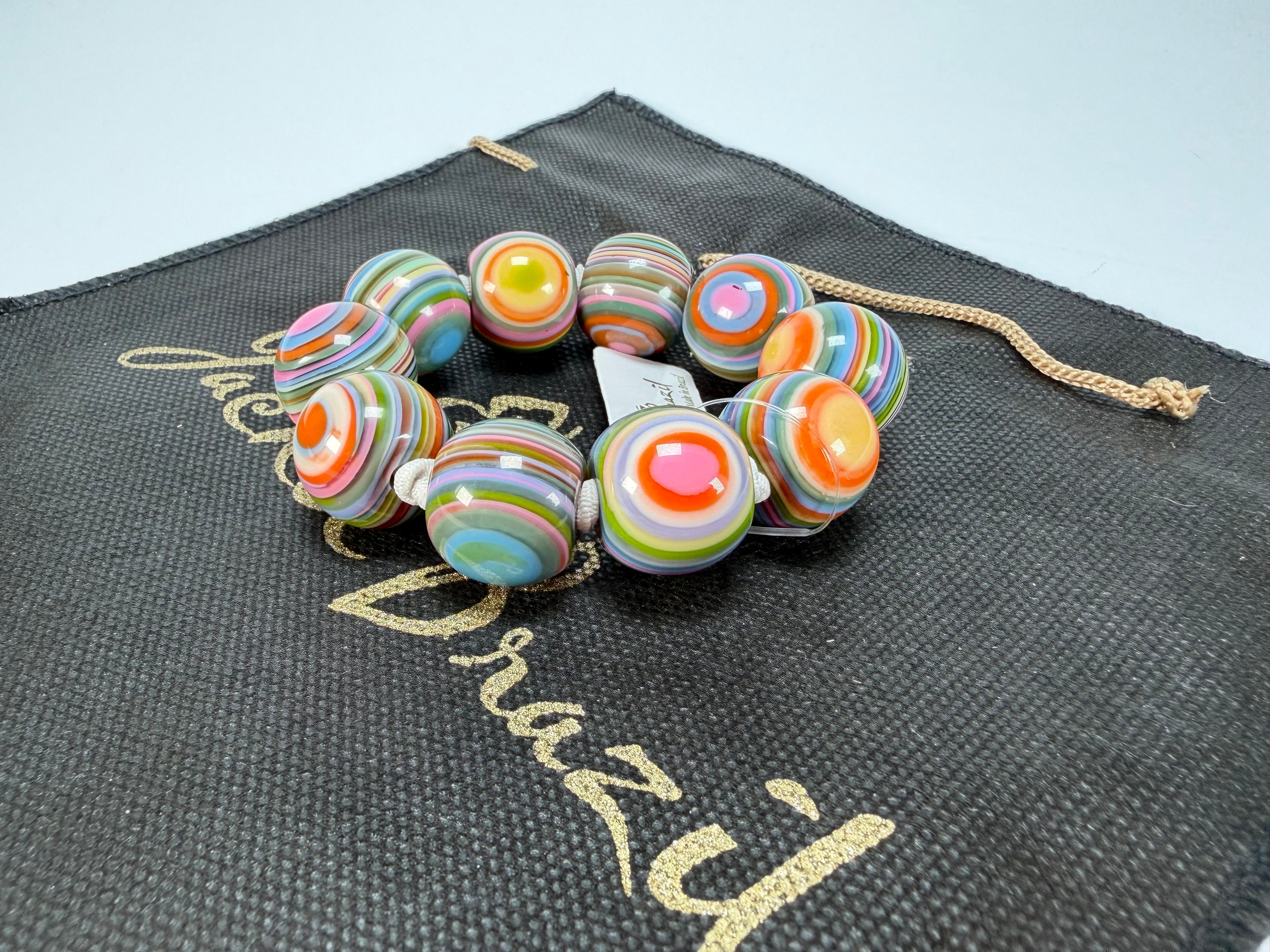 Jackie Brazil "Cat Eyes" Liquorice Allsorts Balls Spring Mix Resin Bracelet ( B0885 )