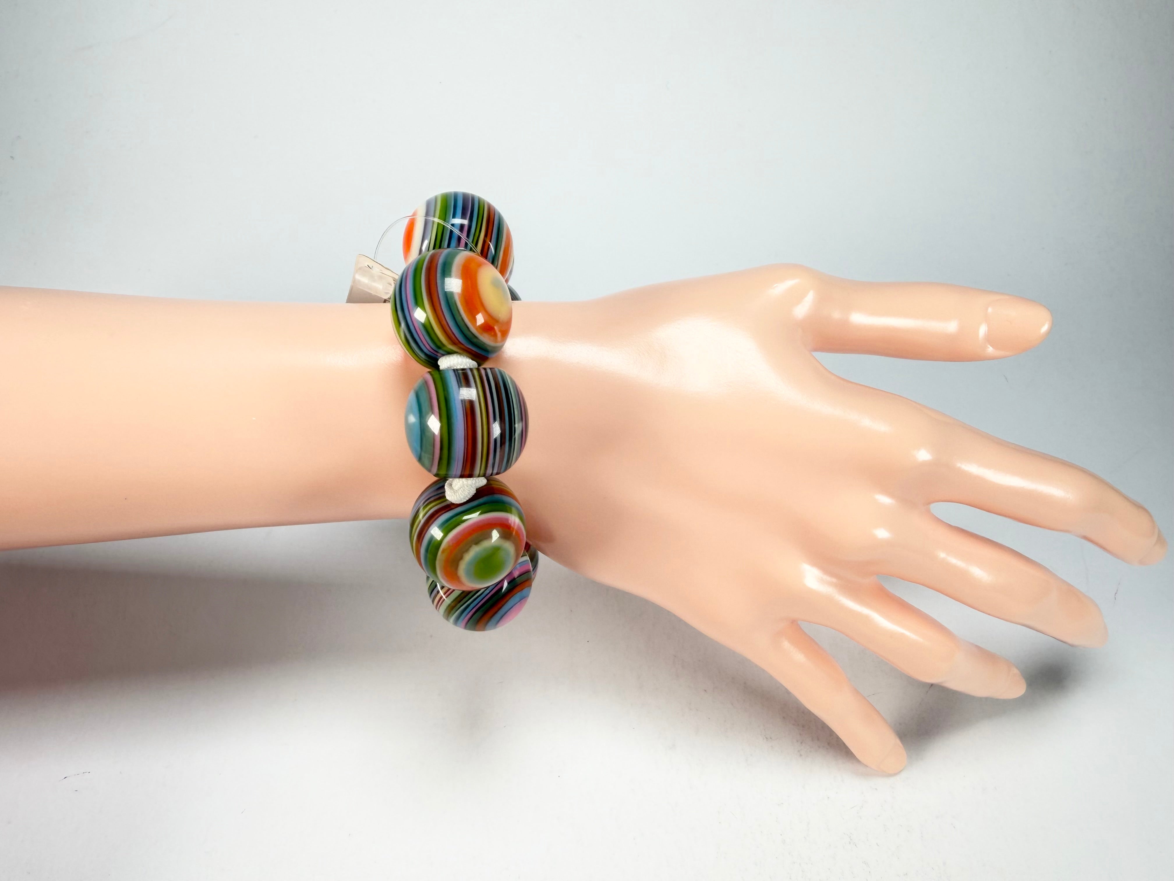 Jackie Brazil "Cat Eyes" Liquorice Allsorts Balls Spring Mix Resin Bracelet ( B0885 )