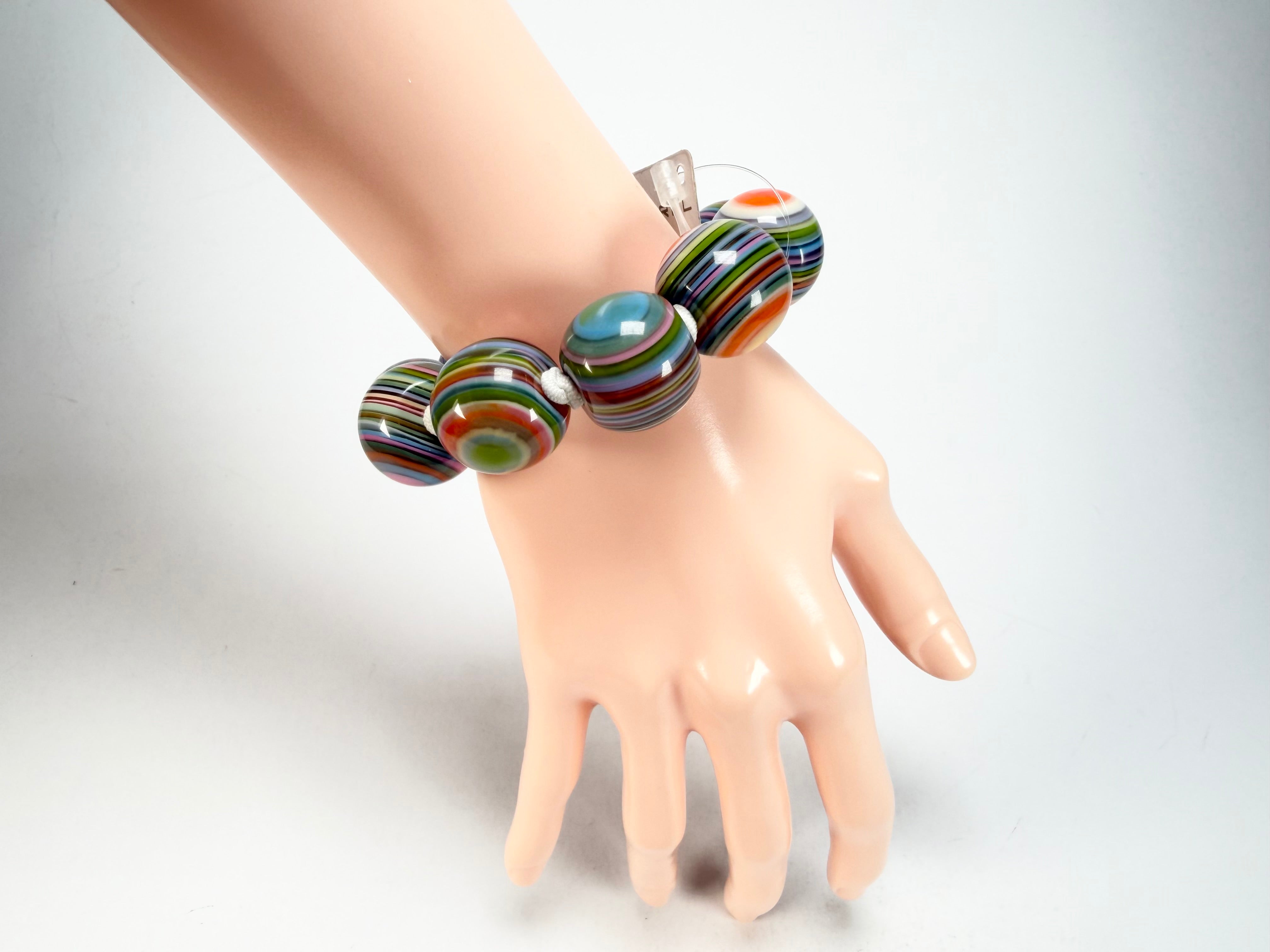 Jackie Brazil "Cat Eyes" Liquorice Allsorts Balls Spring Mix Resin Bracelet ( B0885 )