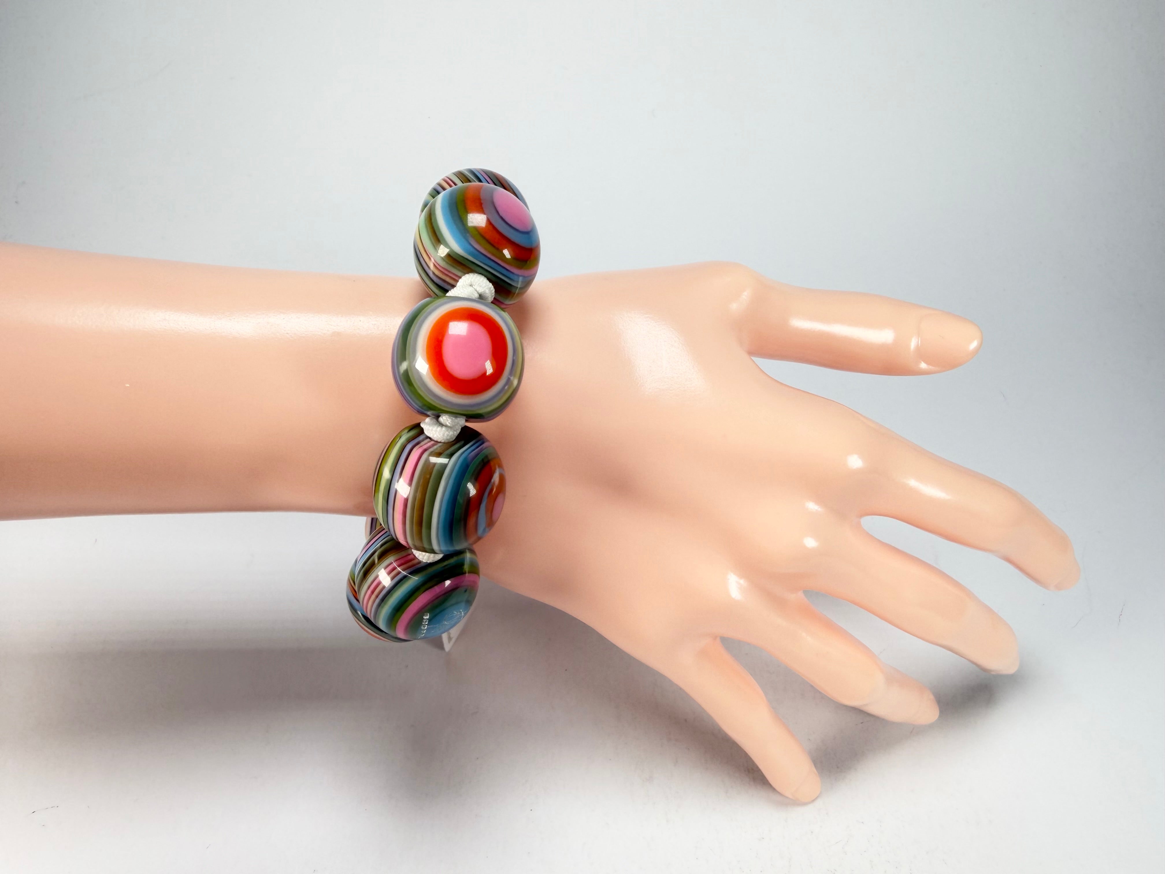 Jackie Brazil "Cat Eyes" Liquorice Allsorts Balls Spring Mix Resin Bracelet ( B0885 )