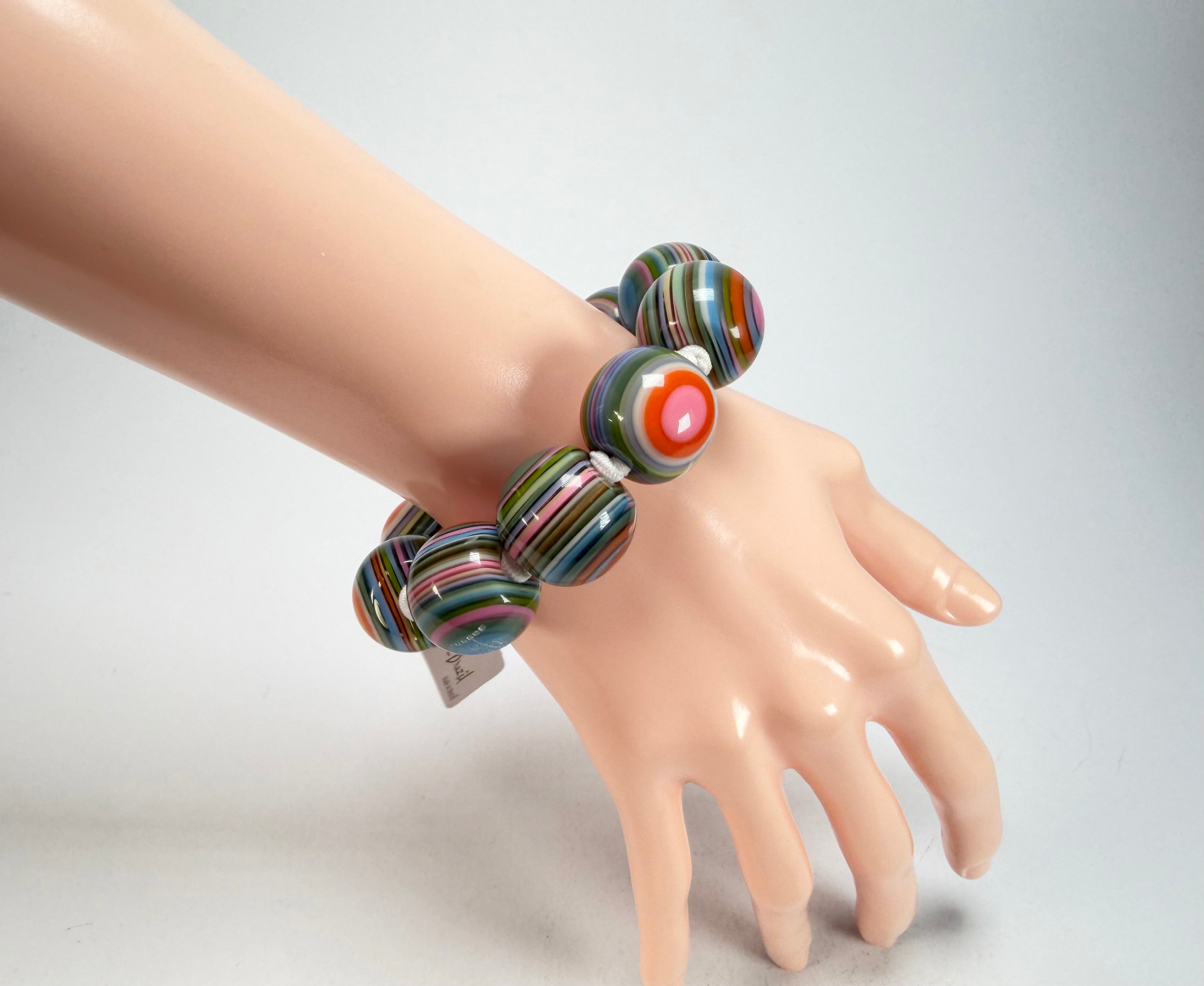Jackie Brazil "Cat Eyes" Liquorice Allsorts Balls Spring Mix Resin Bracelet ( B0885 )