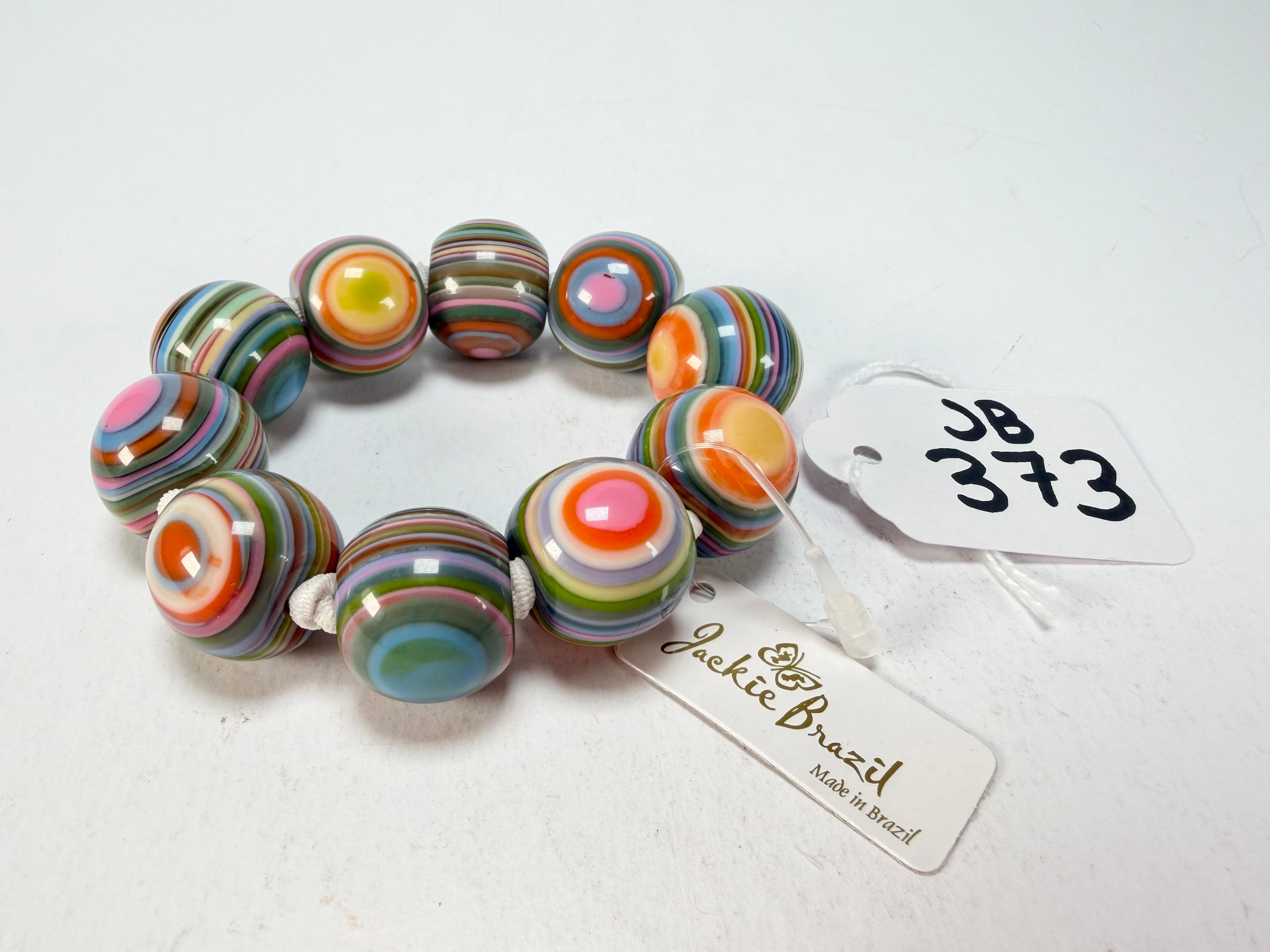 Jackie Brazil "Cat Eyes" Liquorice Allsorts Balls Spring Mix Resin Bracelet ( B0885 )