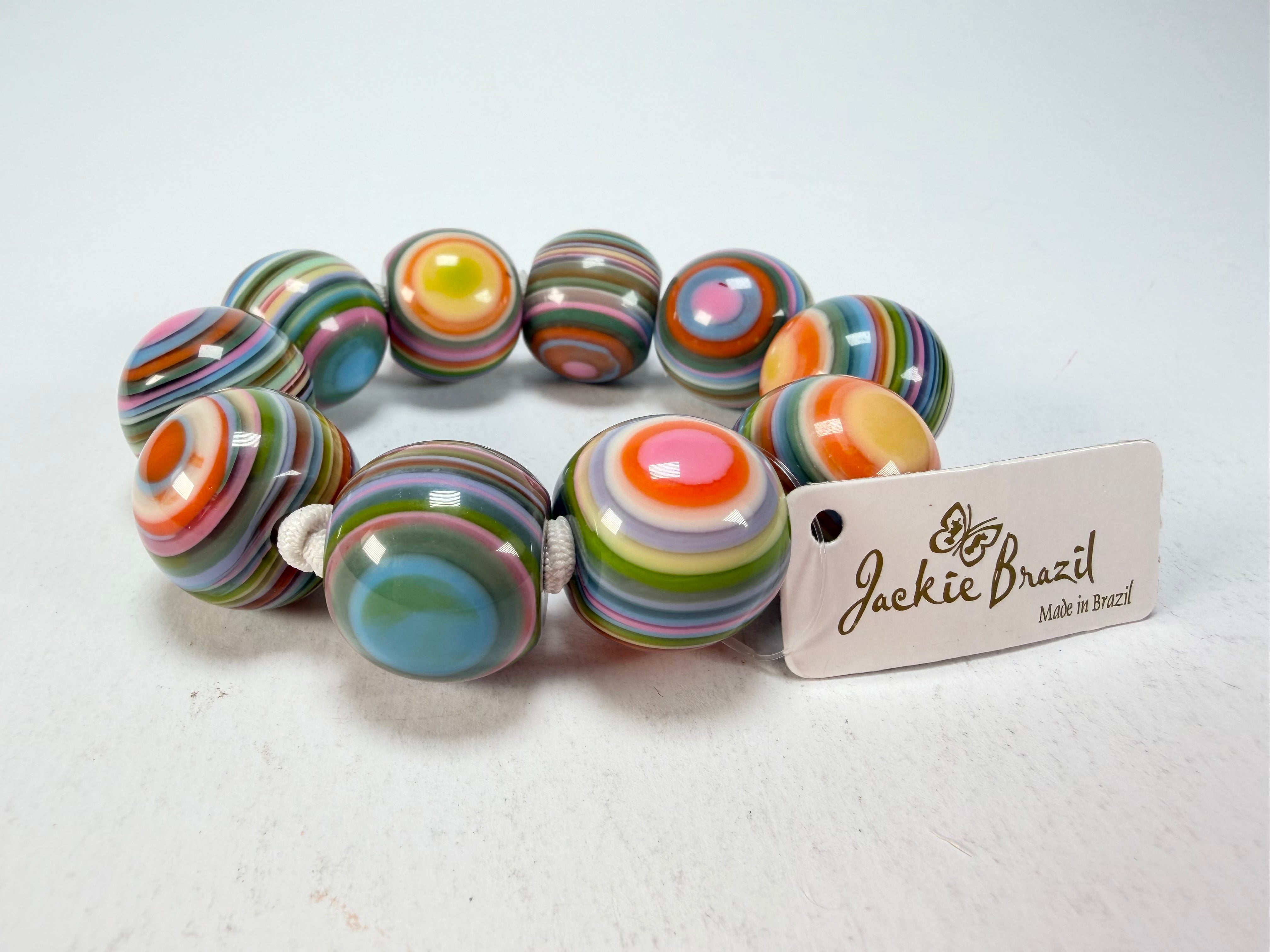 Jackie Brazil "Cat Eyes" Liquorice Allsorts Balls Spring Mix Resin Bracelet ( B0885 )