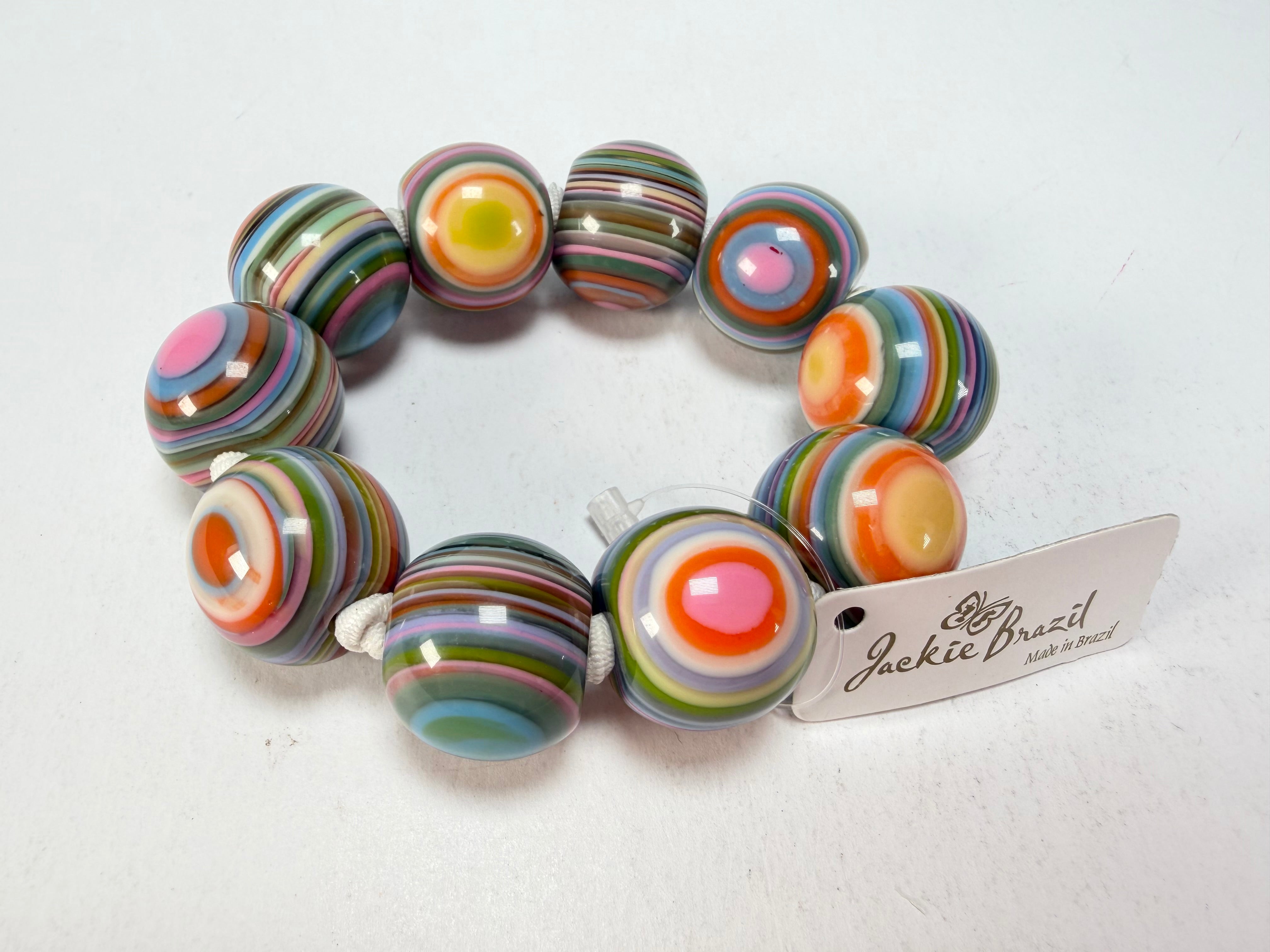 Jackie Brazil "Cat Eyes" Liquorice Allsorts Balls Spring Mix Resin Bracelet ( B0885 )