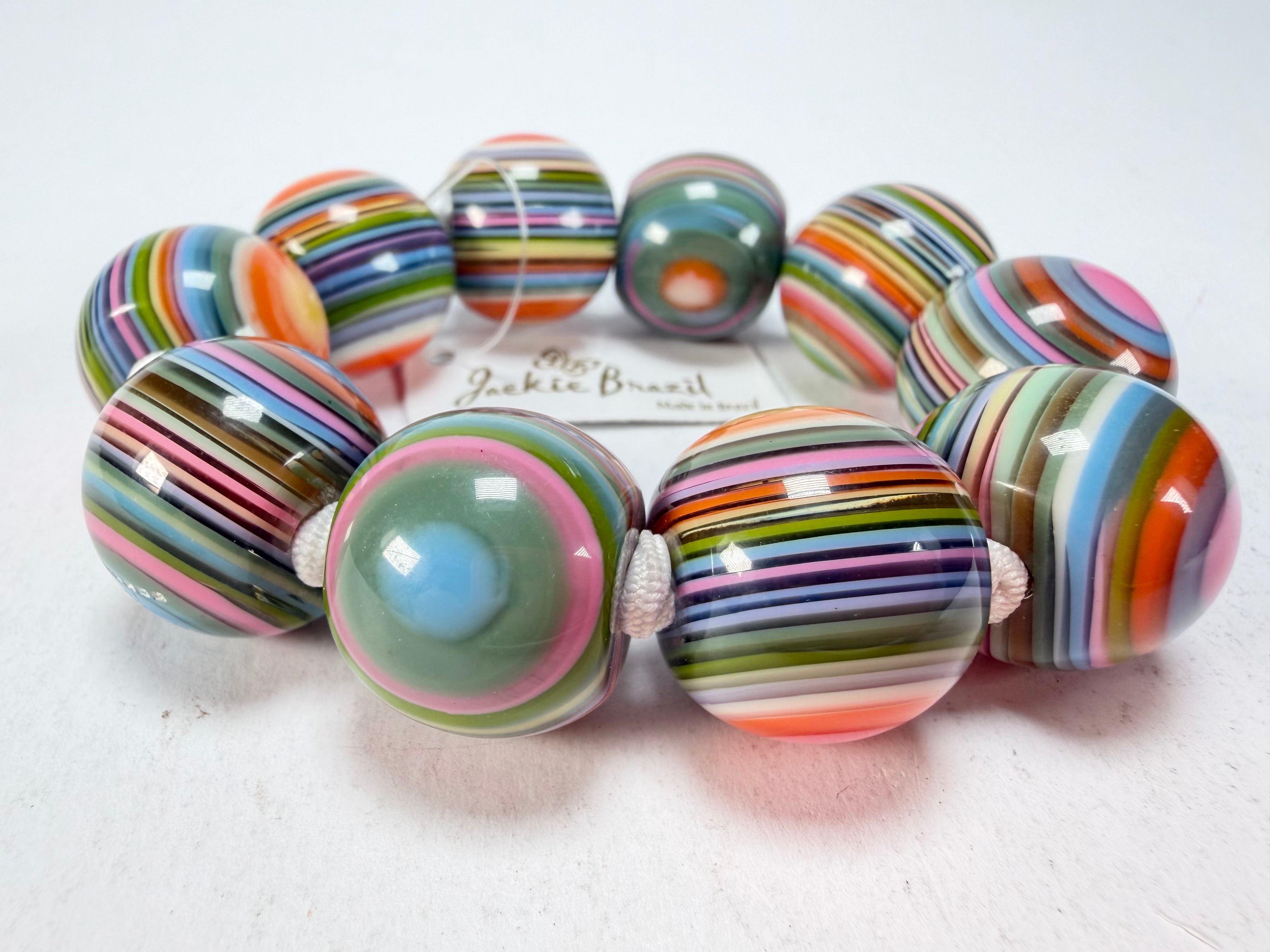 Jackie Brazil "Cat Eyes" Liquorice Allsorts Balls Spring Mix Resin Bracelet ( B0885 )