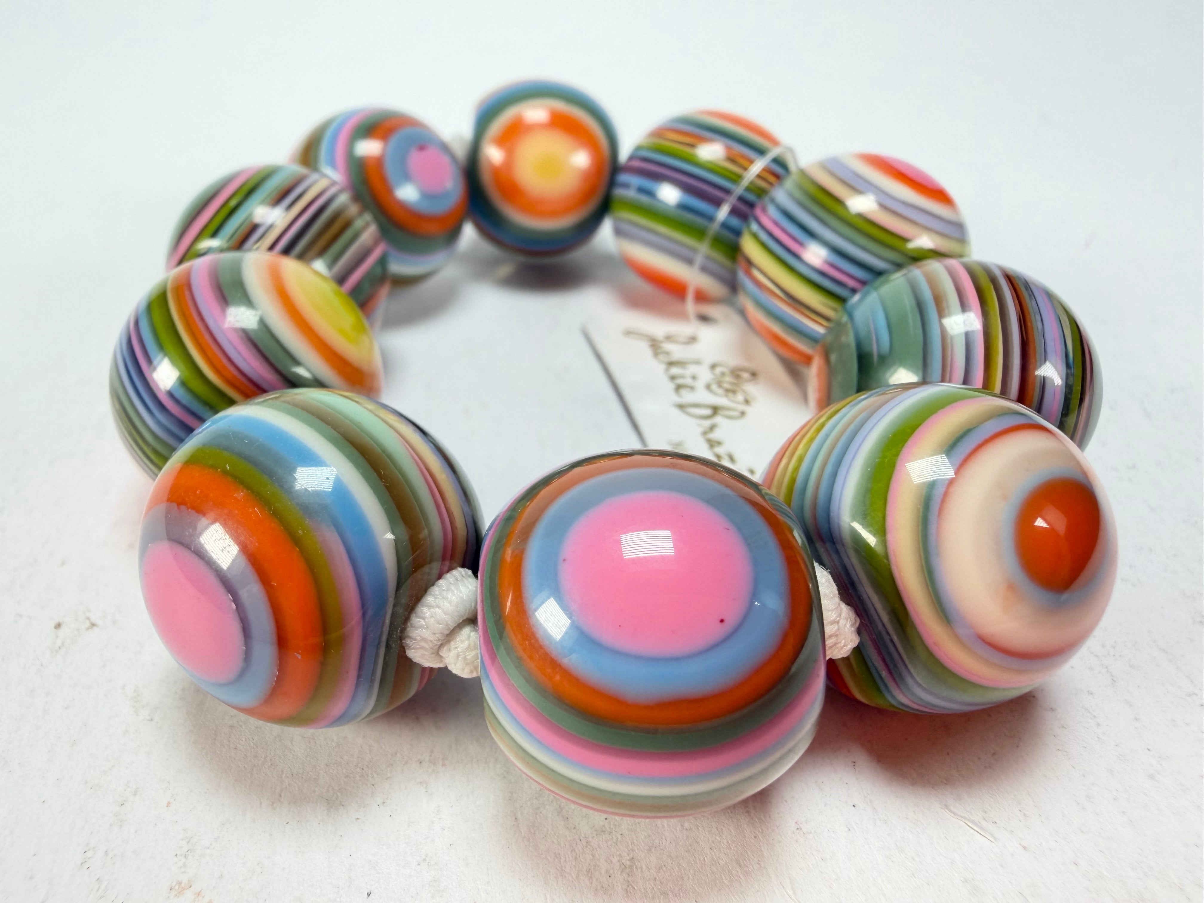 Jackie Brazil "Cat Eyes" Liquorice Allsorts Balls Spring Mix Resin Bracelet ( B0885 )