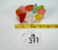 Jackie Brazil "Diamonds" Transparent Summer Frost Flintstone Bone Bracelet ( B0211 )