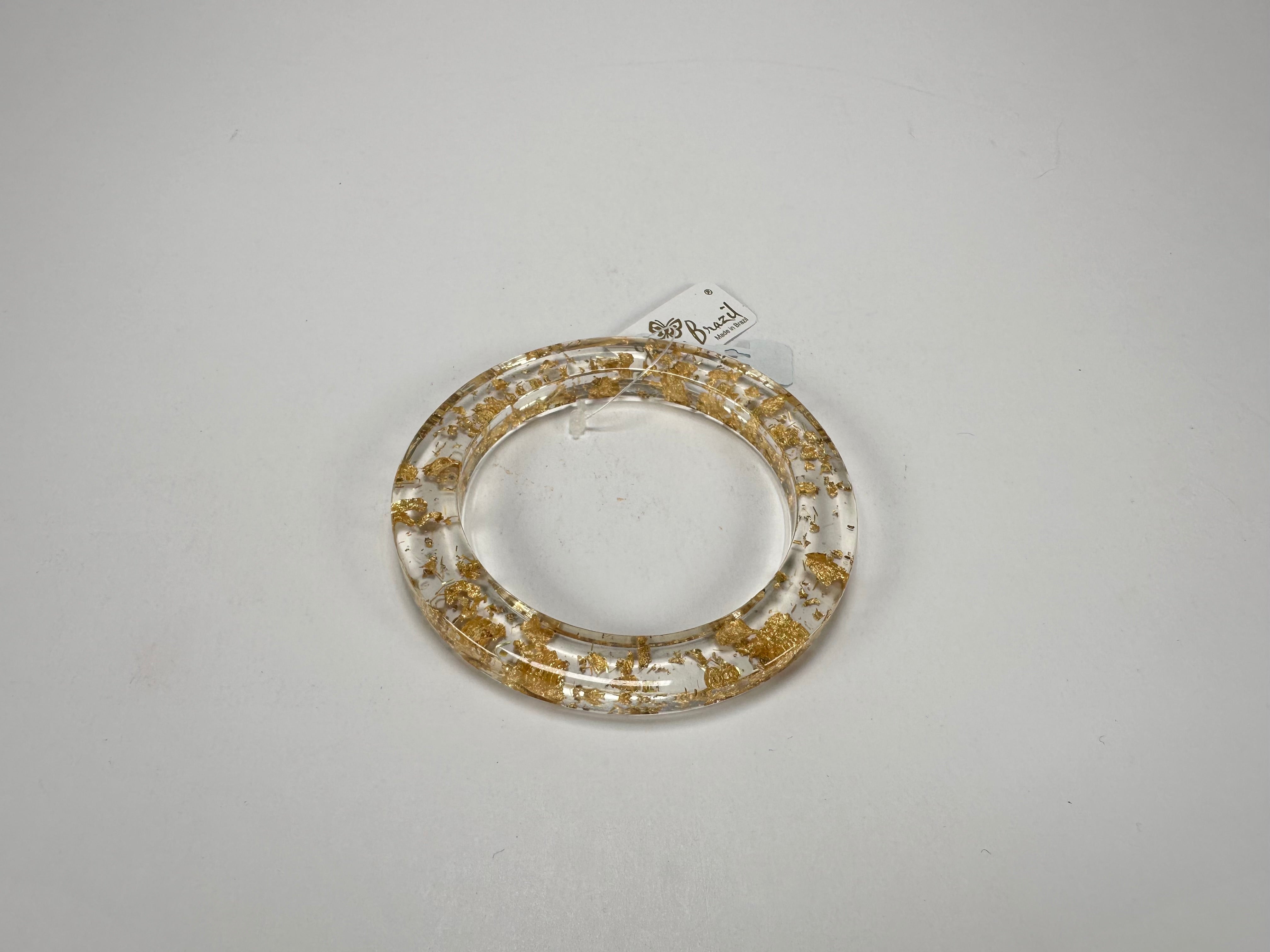 Jackie Brazil "Olympic" Gold Flakes Solid Round 0.6cm Resin Bangle ( B0200 )